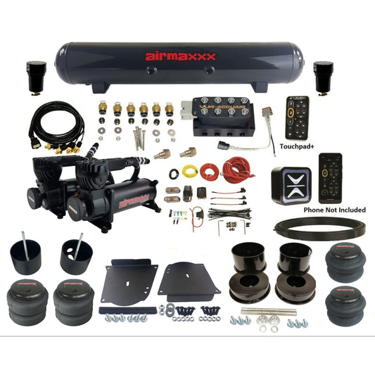 accuair e+ connect pressure+ vu4 black dual 580 compressors steel tank & bags air ride kit for 1964-1972 gm a-body KABDY-580B2-57S-VU4EPT-WK-HF
