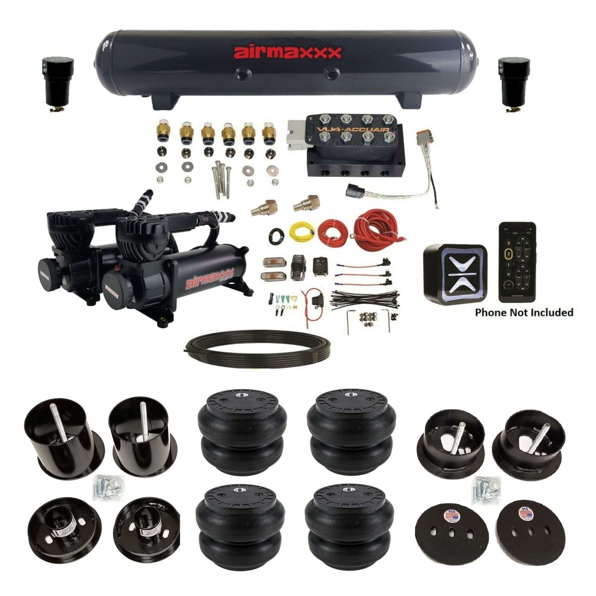 アキスコ　AIRRITE XL SPEY 15f 8/9 Accuair E+ Connect & VU4 w/Black Air Ride Kit Fits 1963–64