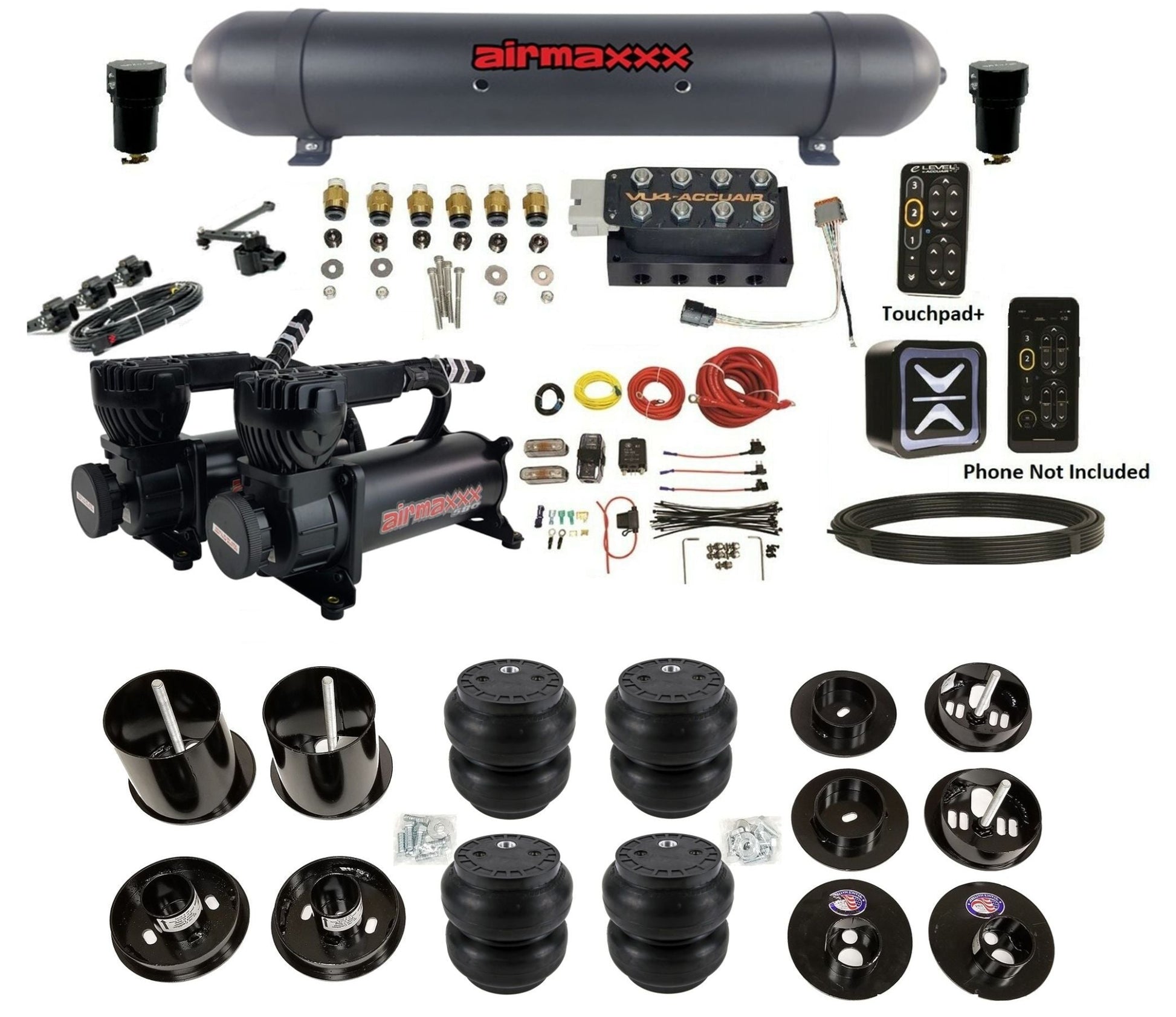 accuair e connect vu4 height plus aluminum tank slam bags air ride kit for 1965 1970 cadillac KCAD65-580B2-57ABK-VU4EHT-WK-HFSS7