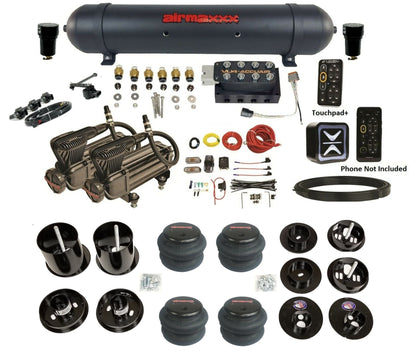 accuair e connect vu4 height plus x series aluminum tank 2600 bags air ride kit for 1965 1970 cadillac KCAD65-X2B-57ABK-VU4EHT-WK-HF