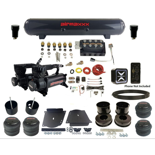 accuair e+ connect vu4 wireless dual 580 black compressors steel tank & bags air ride kit for 1964-1972 gm a-body KABDY-580B2-57S-VU4E-WK-HF