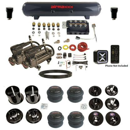 accuair e+ connect vu4 wireless dual x-series compressors steel tank 2600 bags air ride kit for 1965-1970 cadillac KCAD65-X2B-57S-VU4E-WK-HF 