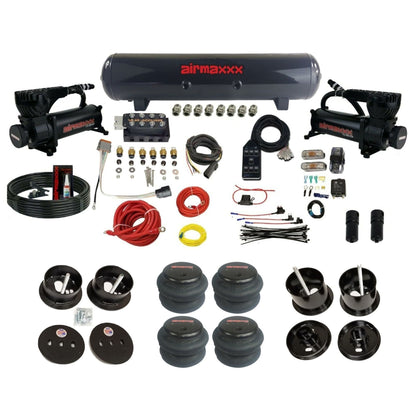 accuair vu4 with black 580 dual compressors steel tank 2600 bags air ride kit for 1961-1962 cadillac K-CAD6162-580B2-57S-VU4-7BK-WK-HF