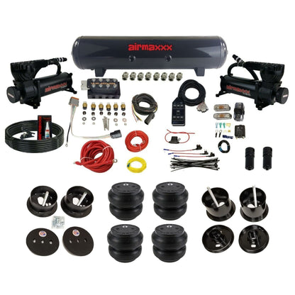 accuair vu4 with black 580 dual compressors steel tank slam bags air ride kit for 1961-1962 cadillac K-CAD6162-580B2-57S-VU4-7BK-WK-HFSS7