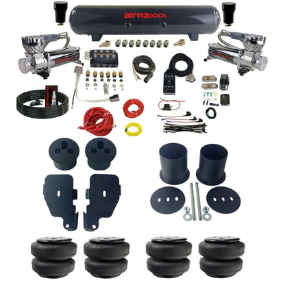 accuair vu4 with chrome 580 compressors steel tanks & airlift bags air ride kit for 1965-1970 chevy impala KIMP65-580C2-57S-VU4-7BK-WK-HFD25