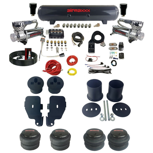 accuair vu4 with chrome 580 compressors steel tanks & bags air ride kit for 1965-1970 chevy impala KIMP65-580C2-57S-VU4-7BK-WK-HF