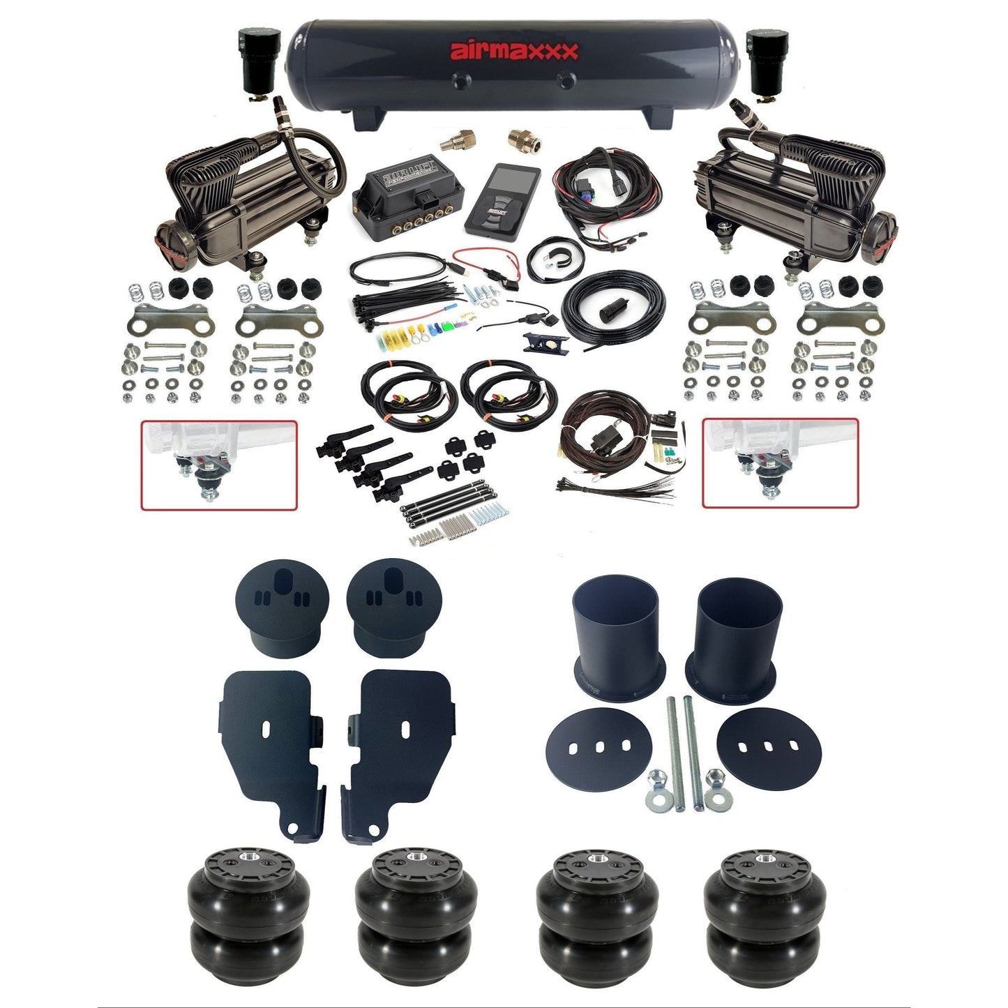 air lift 3h 27695 air ride kit with X-series  compressors steel tank Slam bags & airmaxxx bolt on brackets fits 1965-70 impala KIMP65-XB2-57S-27695-WK-3P2SS6