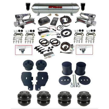 air lift 3h 27695 air ride kit with chrome 580 compressors raw aluminum tank Slam bags & airmaxxx bolt on brackets fits 1965-70 impala KIMP65-580C2-57ARAW-27695-WK-3P2SS6