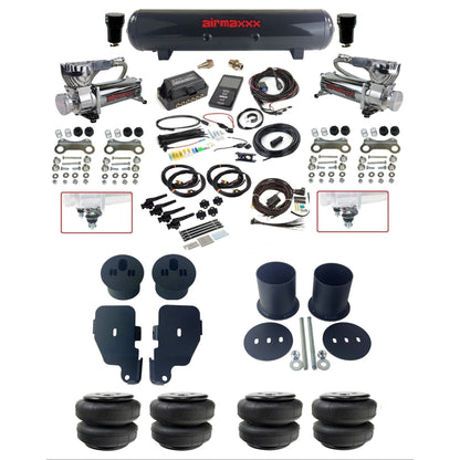air lift 3h 27695 air ride kit with chrome 580 compressors steel tank Airlift bags & airmaxxx bolt on brackets fits 1965-70 impala KIMP65-580C2-57S-27695-WK-3P2D25