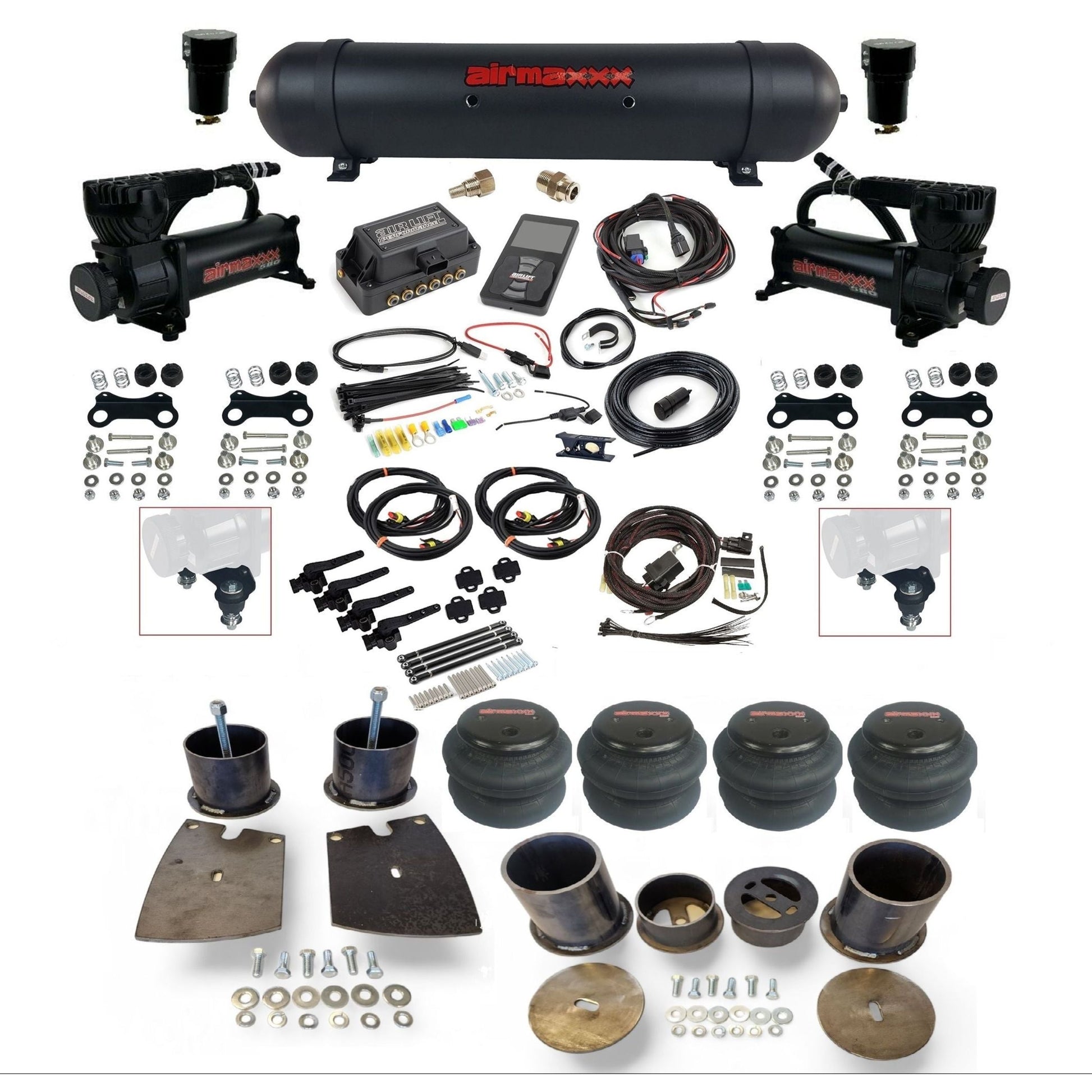 air lift 3h 27695 dual 580 black compressors aluminum tank 2600 bags air ride kit for 1961-64 buick full size KBUI61-580B2-57ABK-27695-WK-3P2