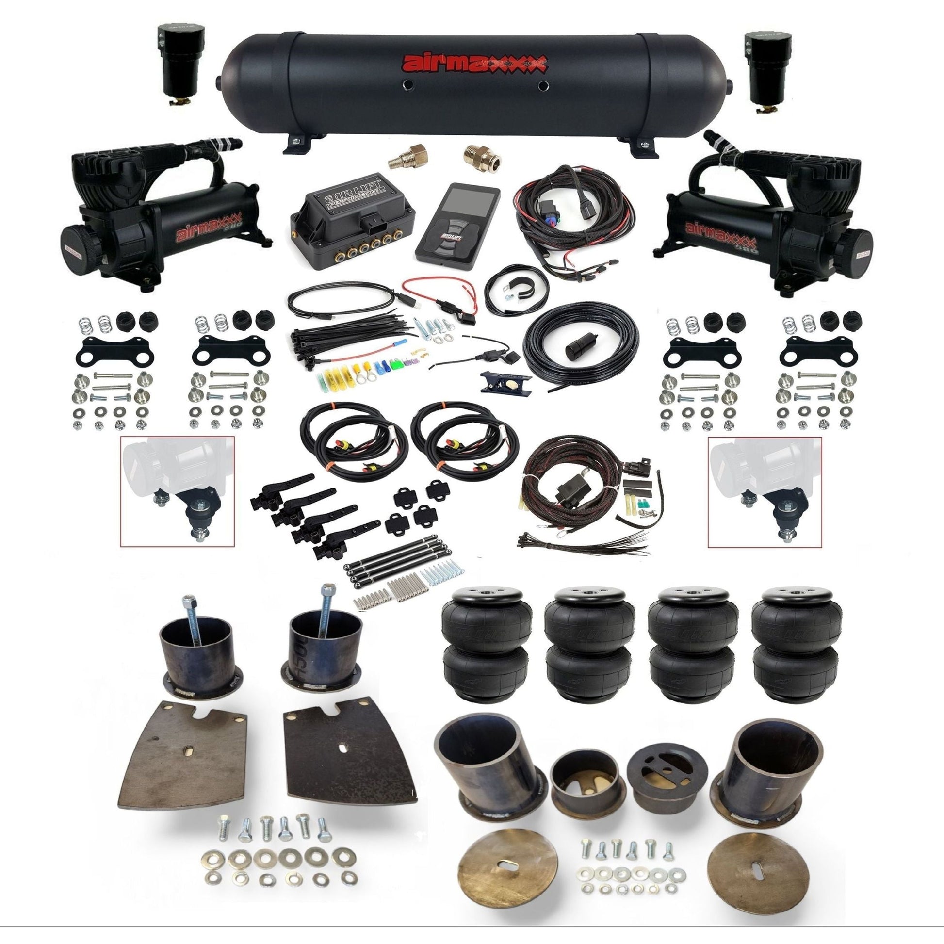 air lift 3h 27695 dual 580 black compressors aluminum tank airlift bags air ride kit for 1961-64 buick full size KBUI61-580B2-57ABK-27695-WK-3P2D25