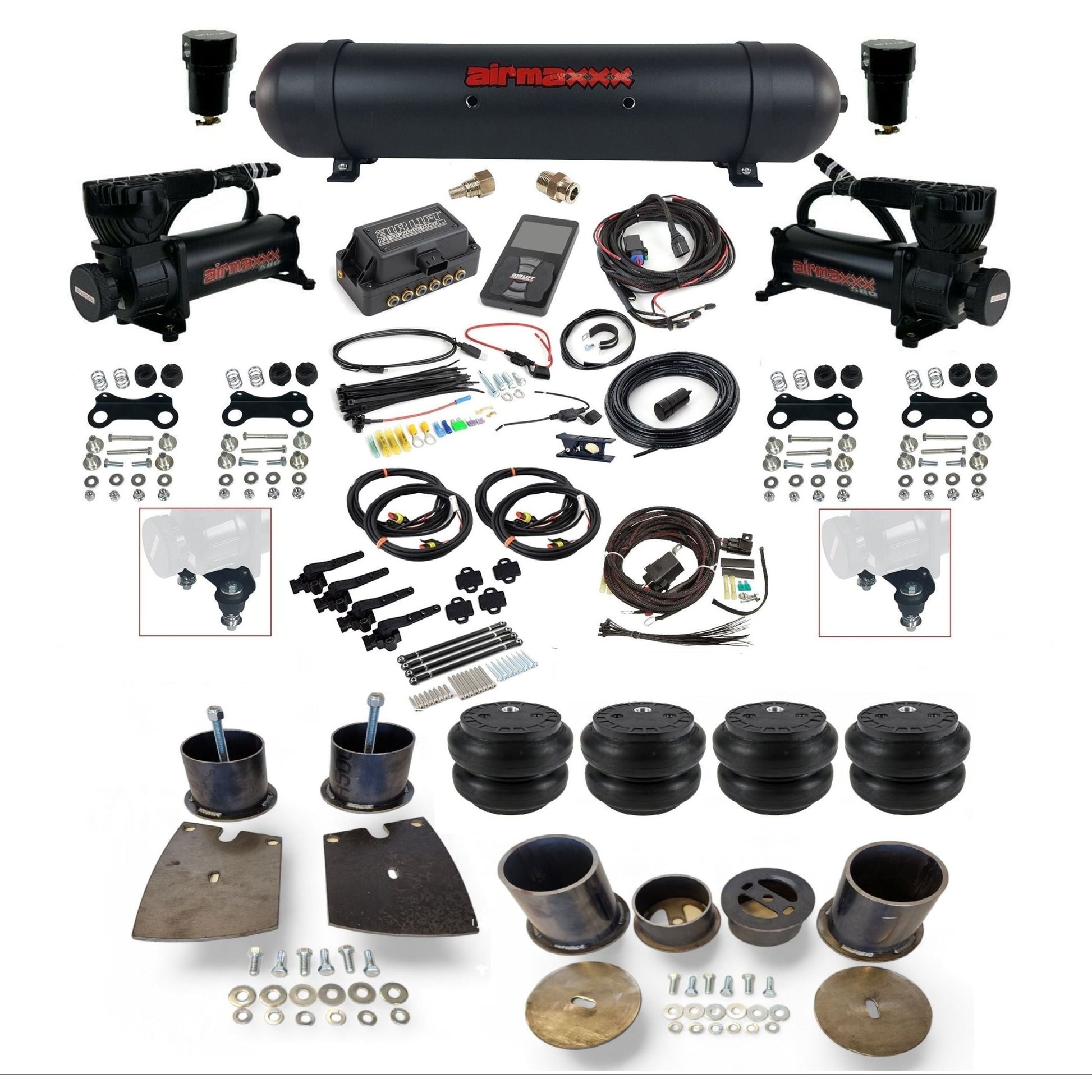 air lift 3h 27695 dual 580 black compressors aluminum tank slam bags air ride kit for 1961-64 buick full size KBUI61-580B2-57ABK-27695-WK-3P2SS7