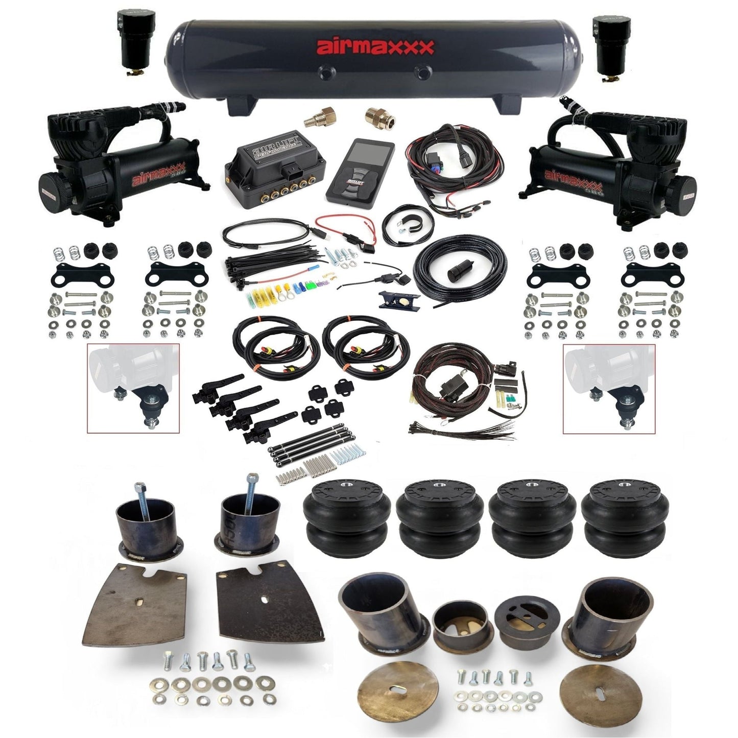 air lift 3h 27695 dual 580 black compressors steel tank slam bags air ride kit for 1961-64 buick full size KBUI61-580B2-57S-27695-WK-3P2SS7