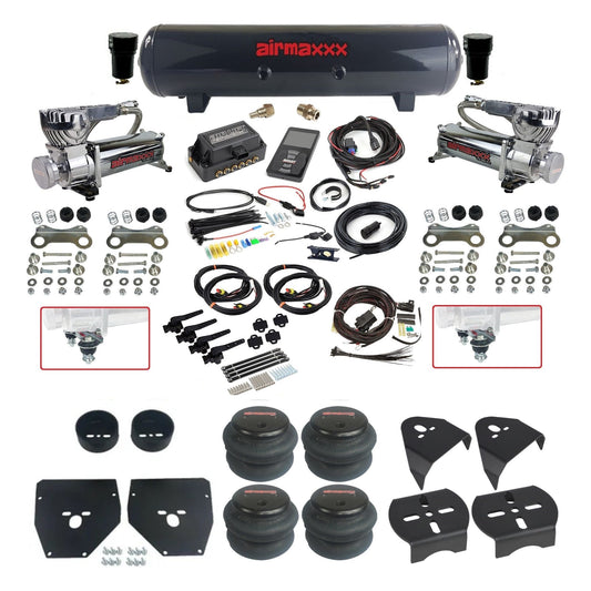 air lift 3h 27695 dual 580 chrome steel tank 2600 bags & airmaxxx brackets air ride kit for 1973-87 chevy c10 KC1073-580C2-57S-27695-WK-3P2