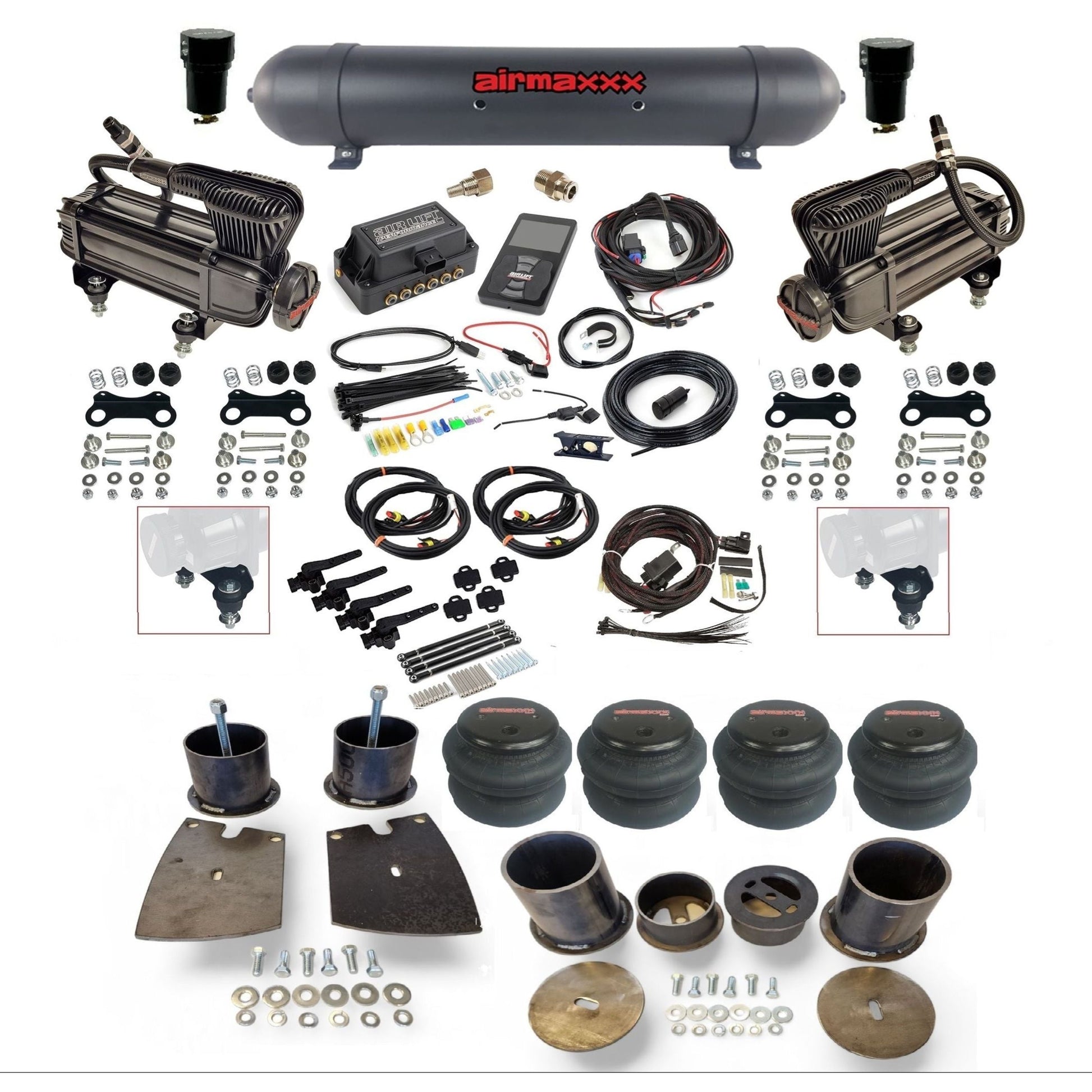 air lift 3h 27695 dual X-series compressors aluminum tank 2600 bags air ride kit for 1961-64 buick full size KBUI61-XB2-57ABK-27695-WK-3P2