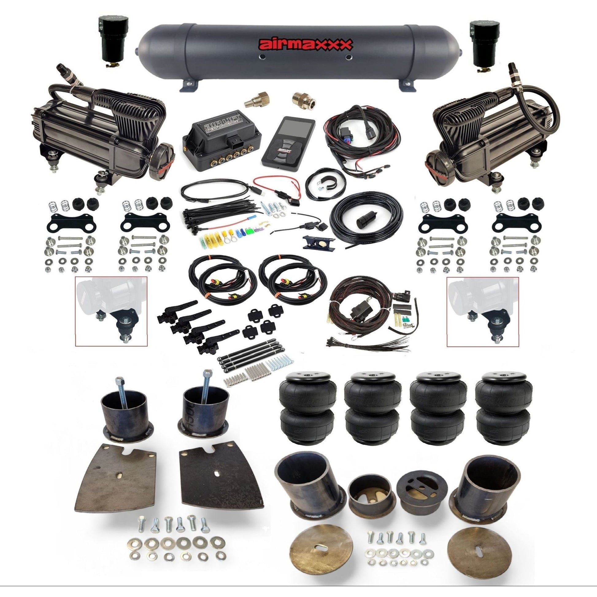 air lift 3h 27695 dual X-series compressors aluminum tank airlift bags air ride kit for 1961-64 buick full size KBUI61-XB2-57ABK-27695-WK-3P2D25