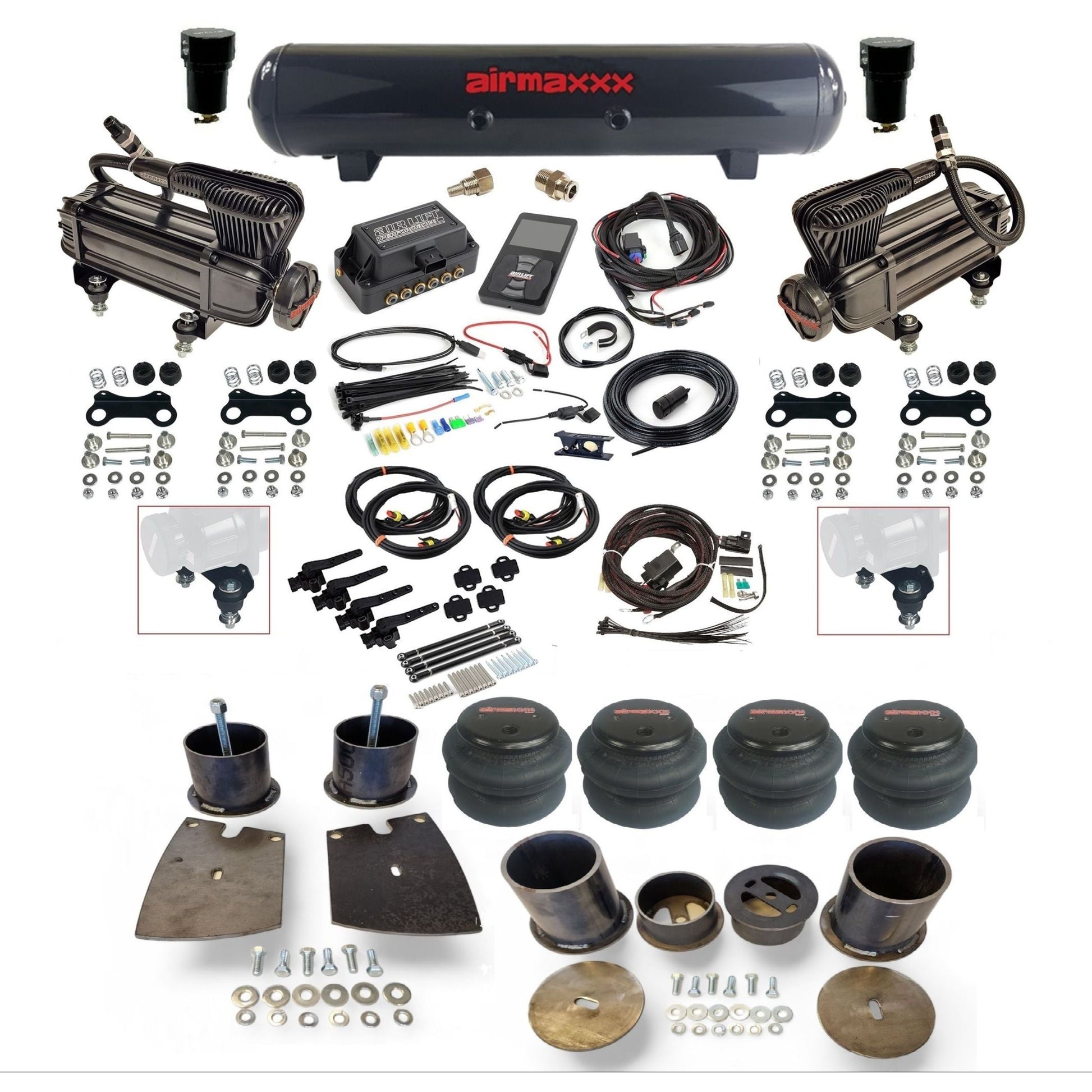 air lift 3h 27695 dual X-series compressors steel tank 2600 bags air ride kit for 1961-64 buick full size KBUI61-XB2-57S-27695-WK-3P2