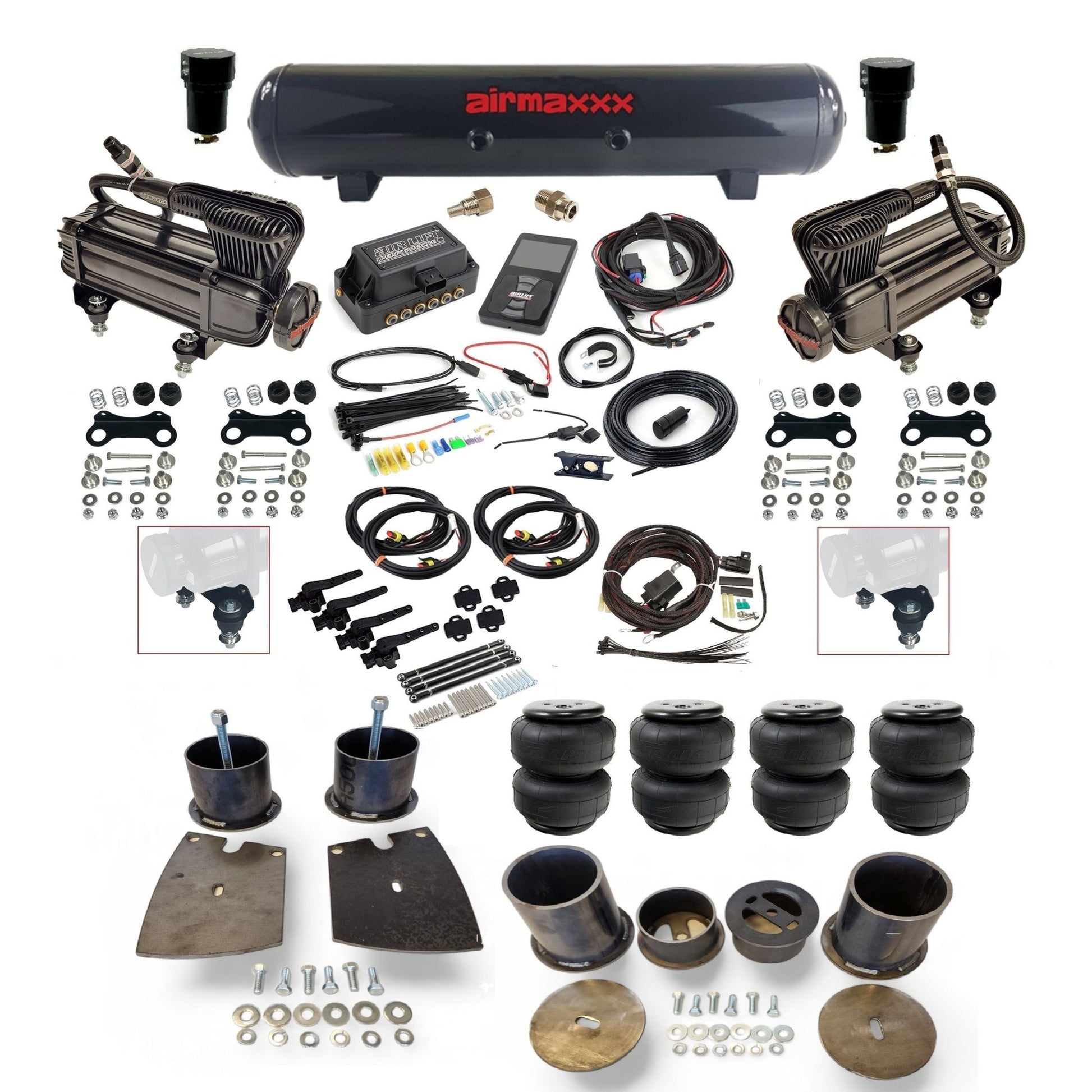 air lift 3h 27695 dual X-series compressors steel tank airlift bags air ride kit for 1961-64 buick full size KBUI61-XB2-57S-27695-WK-3P2D25