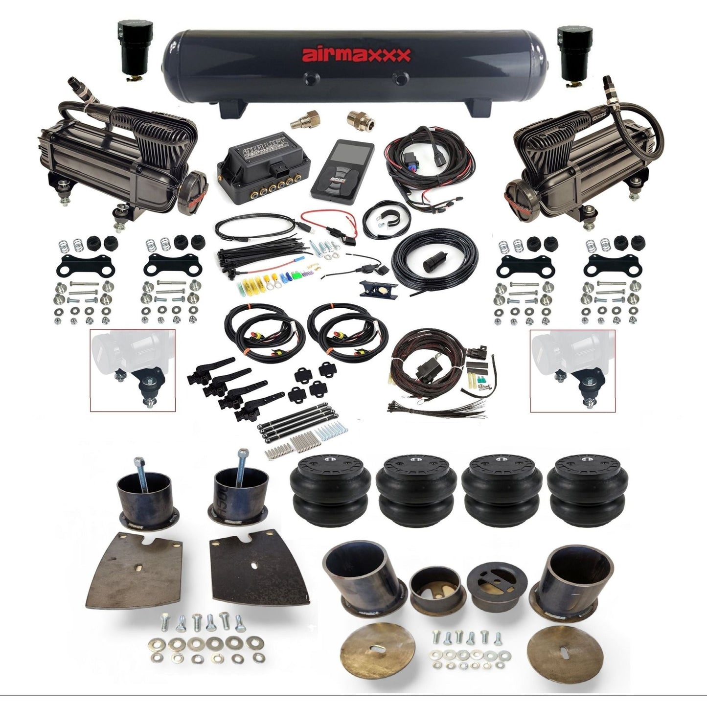 air lift 3h 27695 dual X-series compressors steel tank slam bags air ride kit for 1961-64 buick full size KBUI61-XB2-57S-27695-WK-3P2SS7