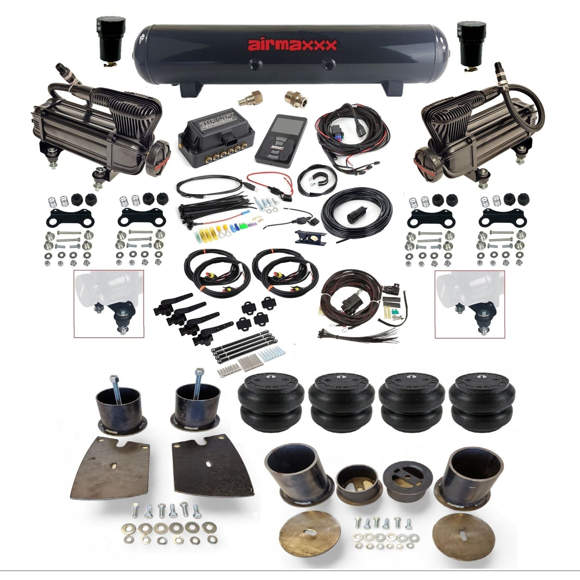 air lift 3h 27695 dual X-series compressors steel tank slam bags air ride kit for 1961-64 buick full size KBUI61-XB2-57S-27695-WK-3P2SS7