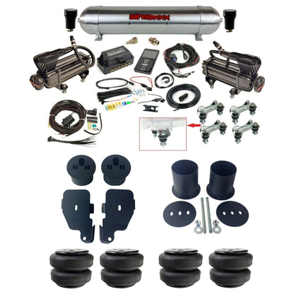 air lift 3p 27685 air ride kit X-series compressors raw aluminum tank airlift bags & airmaxxx brackets for 1965-70 chevy impala KIMP65-XB2-57ARW-27685-WK-3P2D25
