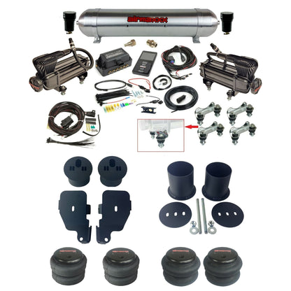 air lift 3p 27685 air ride kit X-series compressors raw aluminum tank bags & airmaxxx brackets for 1965-70 chevy impala KIMP65-XB2-57ARW-27685-WK-3P2