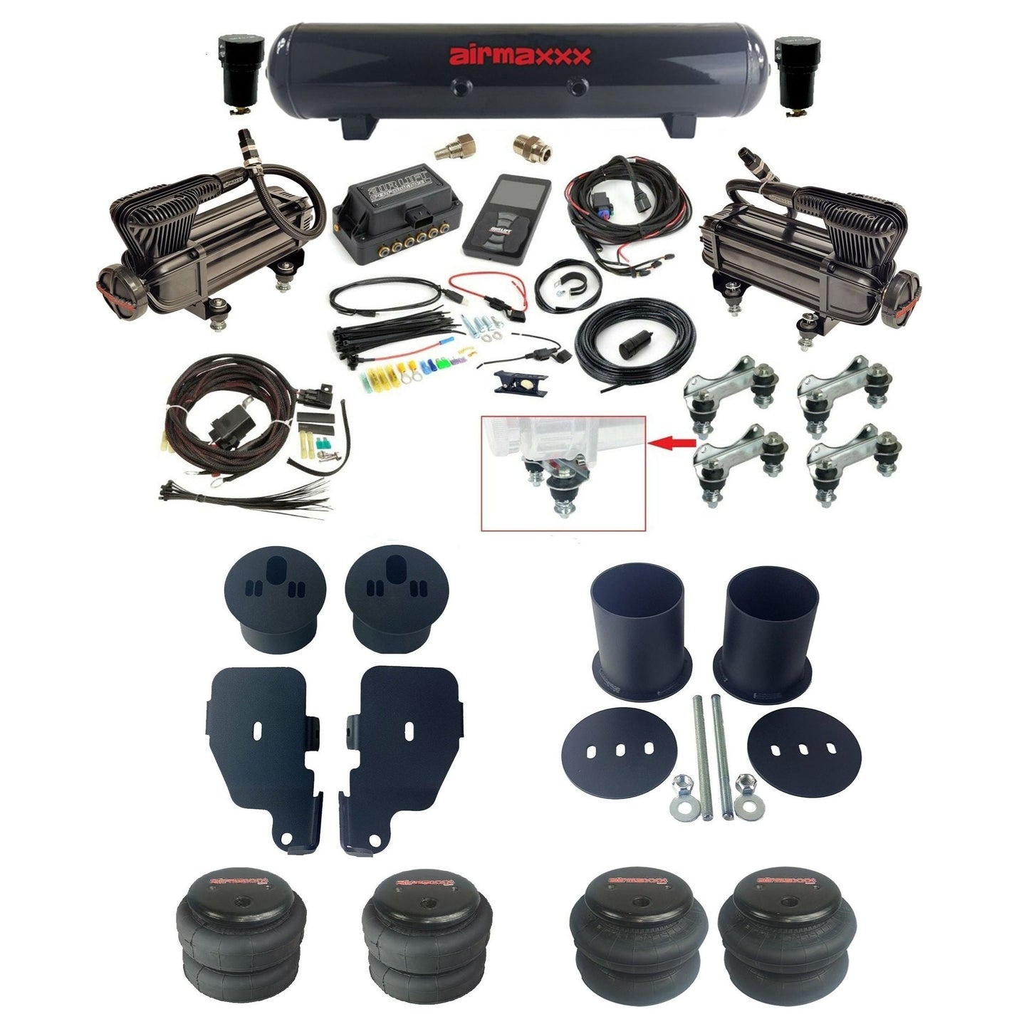 air lift 3p 27685 air ride kit X-series compressors steel tank bags & airmaxxx brackets for 1965-70 chevy impala KIMP65-XB2-57S-27685-WK-3P2