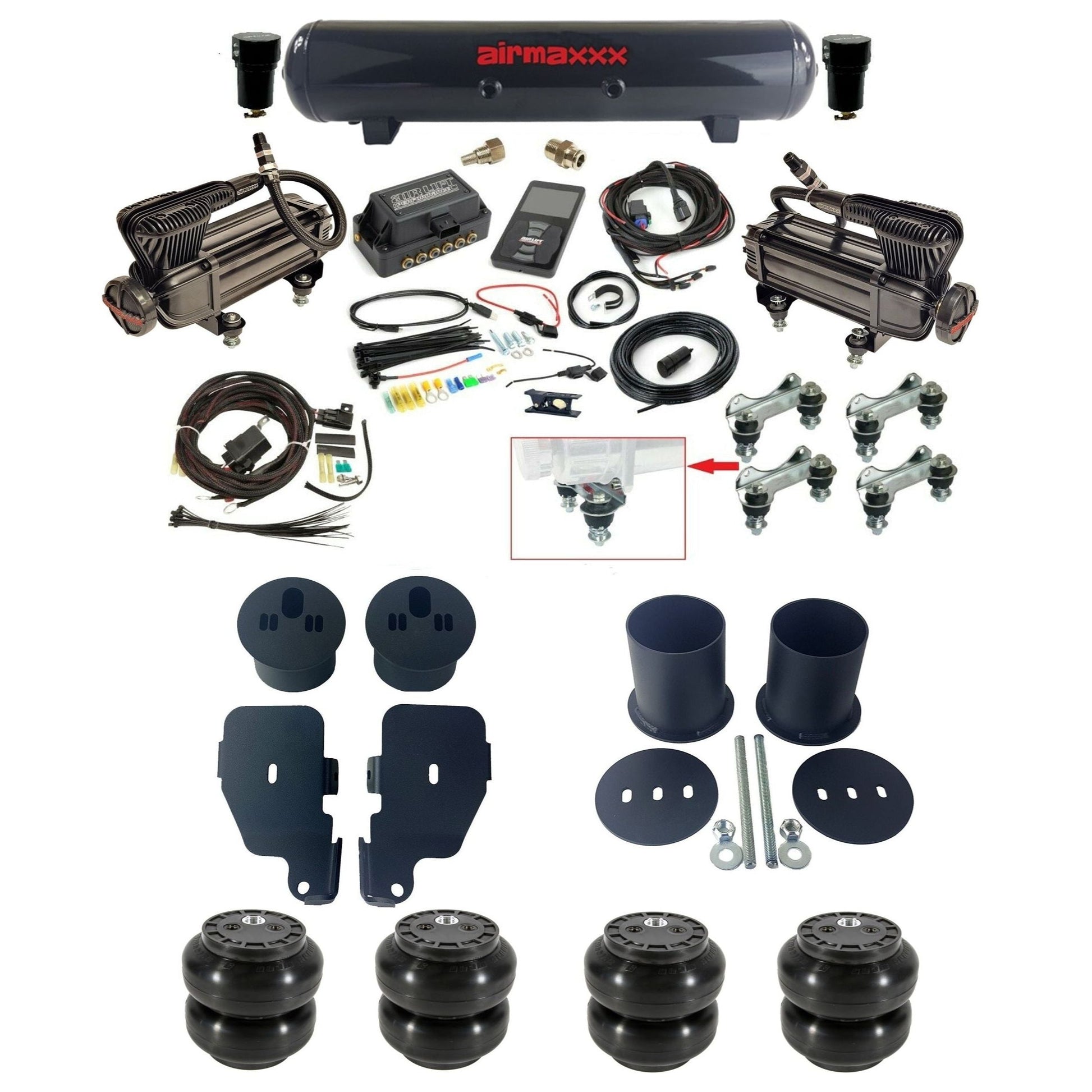 air lift 3p 27685 air ride kit X-series compressors steel tank slam bags & airmaxxx brackets for 1965-70 chevy impala KIMP65-XB2-57S-27685-WK-3P2SS6