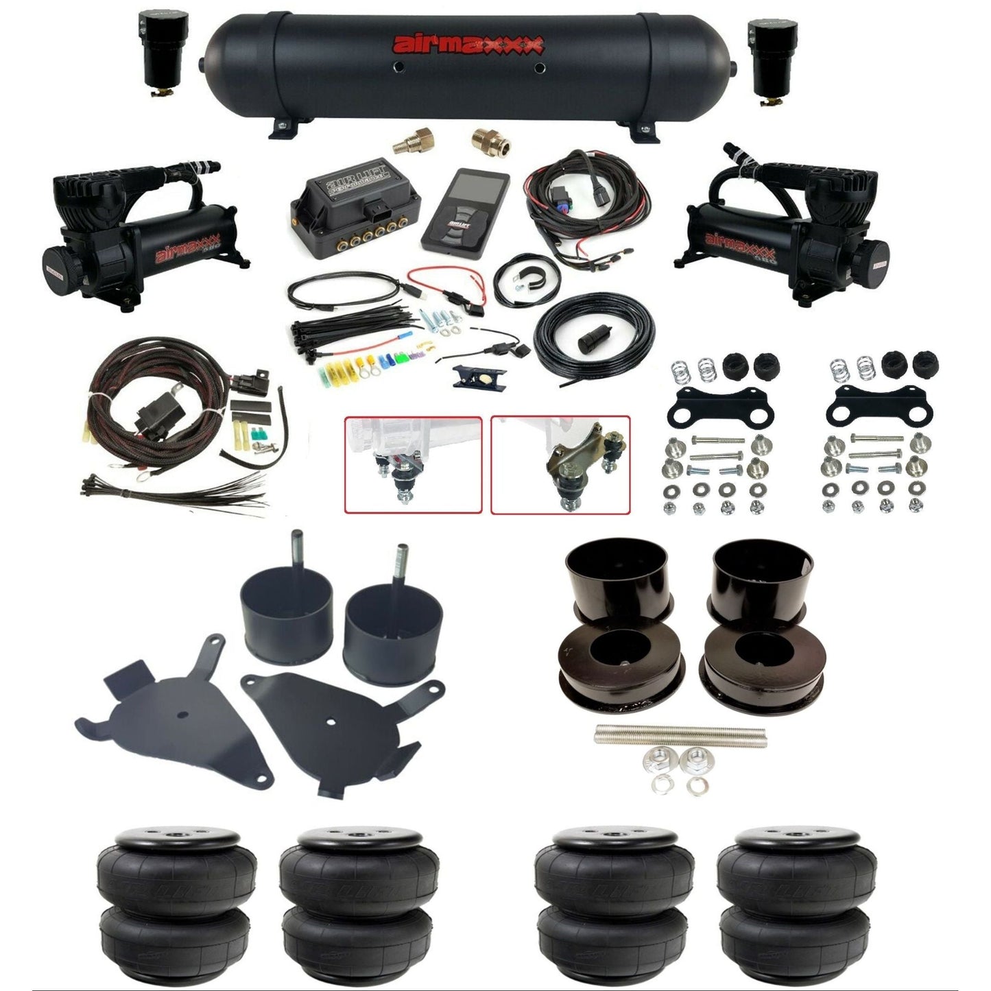 air lift 3p 27685 air ride kit dual 580 black compressors aluminum tank & airlift bags w/airmaxxx brackets for 1978-88 g body KGBDY-580B2-57ABK-27685-WK-3P2D25