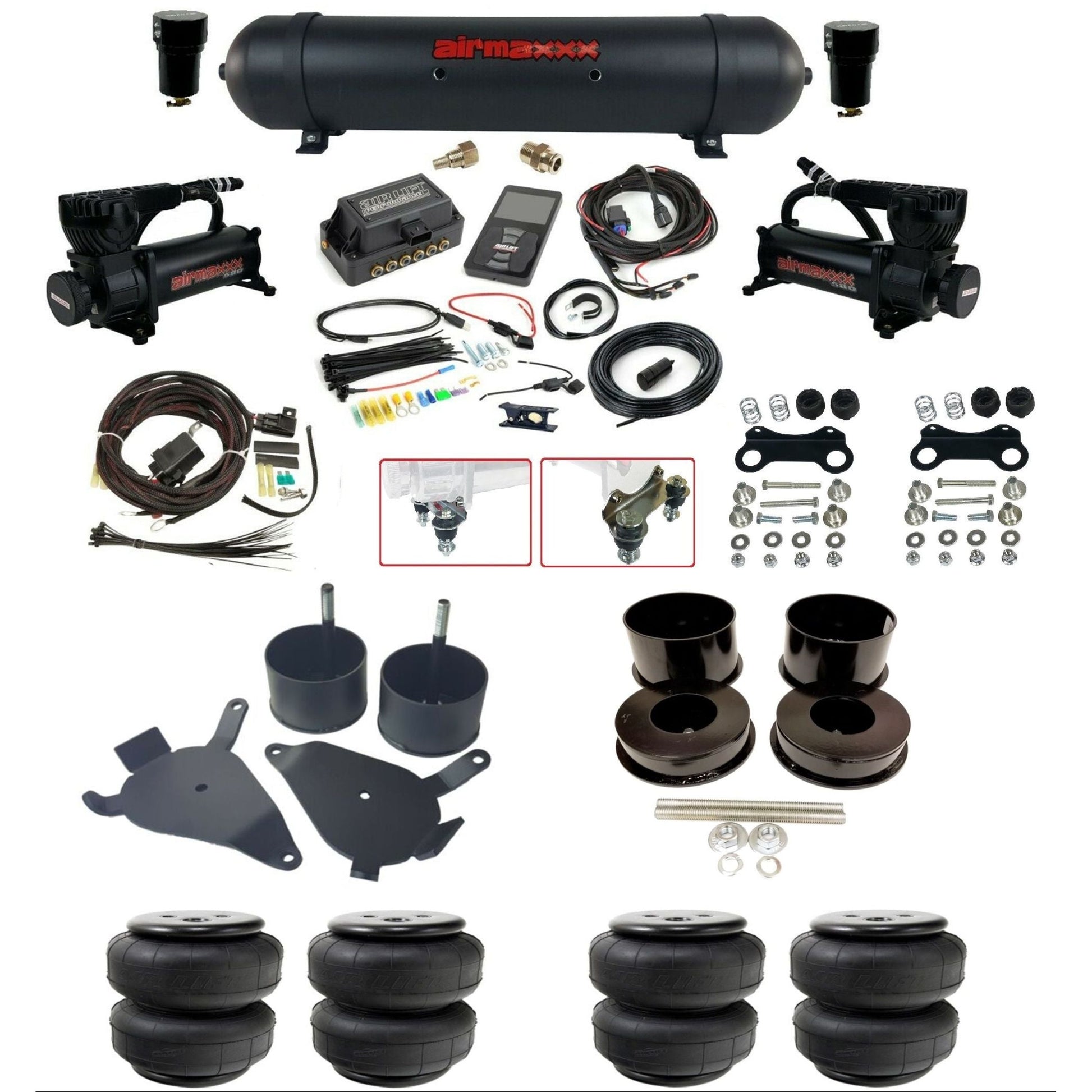 air lift 3p 27685 air ride kit dual 580 black compressors aluminum tank & airlift bags w/airmaxxx brackets for 1978-88 g body KGBDY-580B2-57ABK-27685-WK-3P2D25