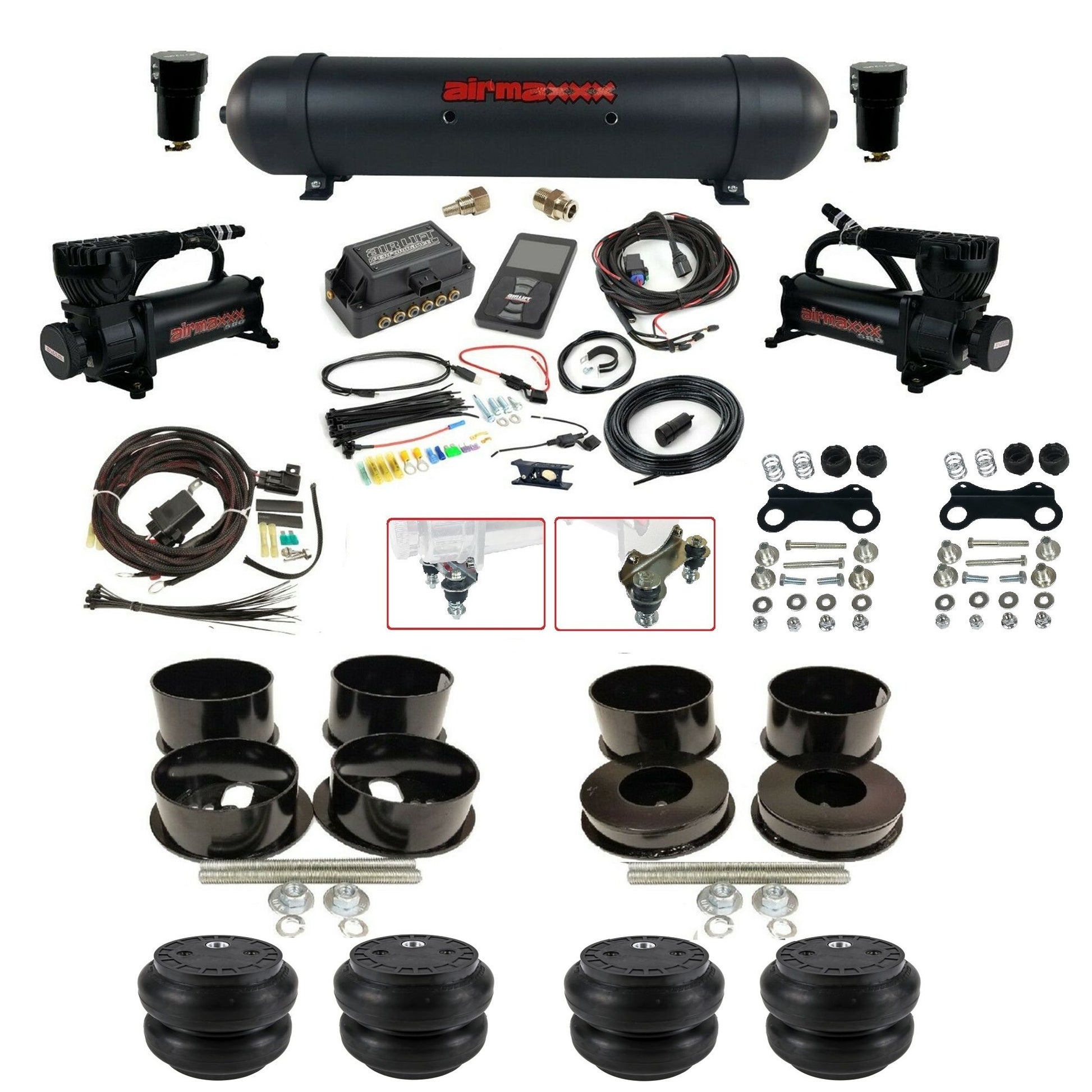 air lift 3p 27685 air ride kit dual 580 black compressors aluminum tank & slam bags & brackets for 1971-96 gm b-body KBBDY-580B2-57ABK-27685-WK-3P2SS7