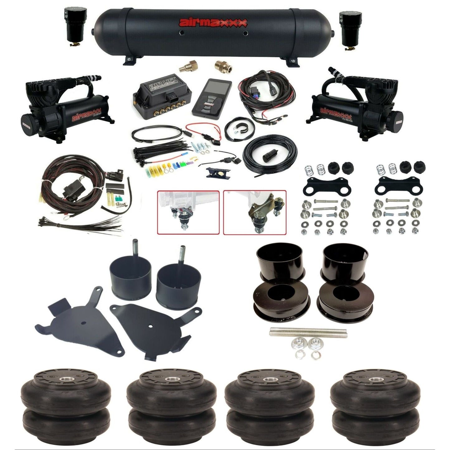air lift 3p 27685 air ride kit dual 580 black compressors aluminum tank & slam bags w/airmaxxx brackets for 1978-88 g body KGBDY-580B2-57ABK-27685-WK-3P2SS6