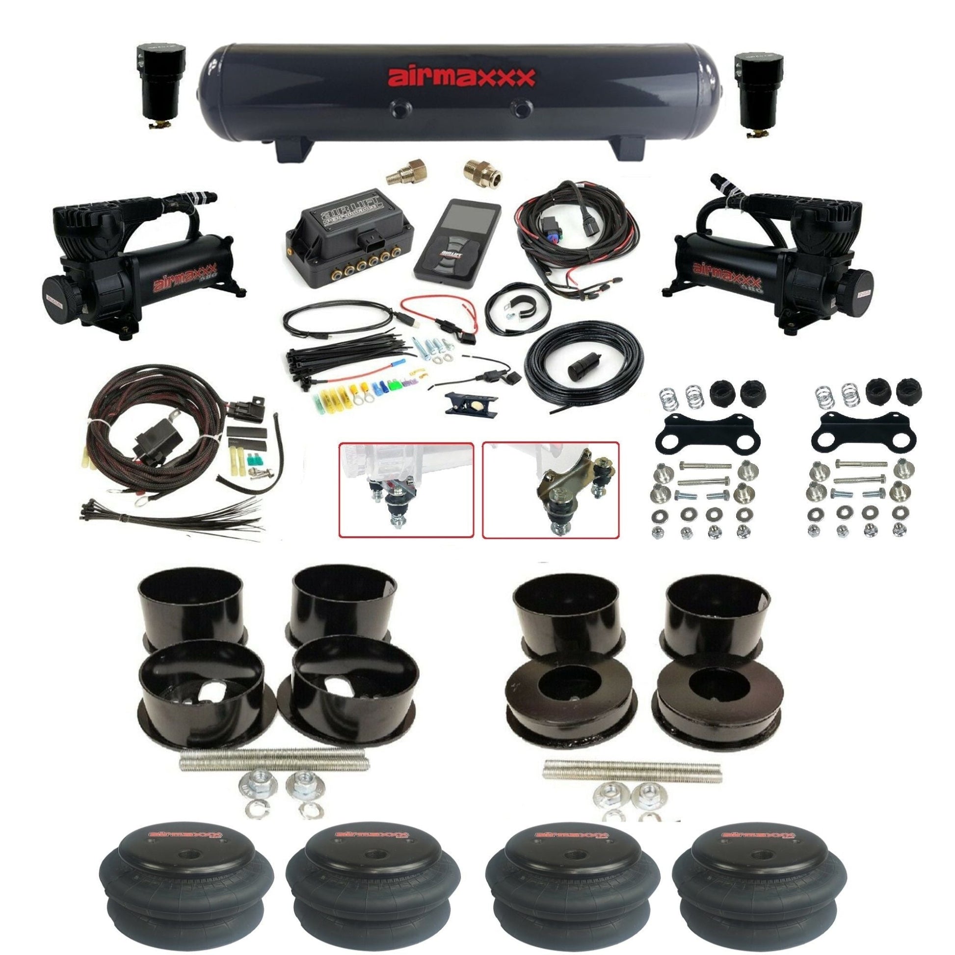 air lift 3p 27685 air ride kit dual 580 black compressors steel tank & 2600 bags & brackets for 1971-96 gm b-body KBBDY-580B2-57S-27685-WK-3P2
