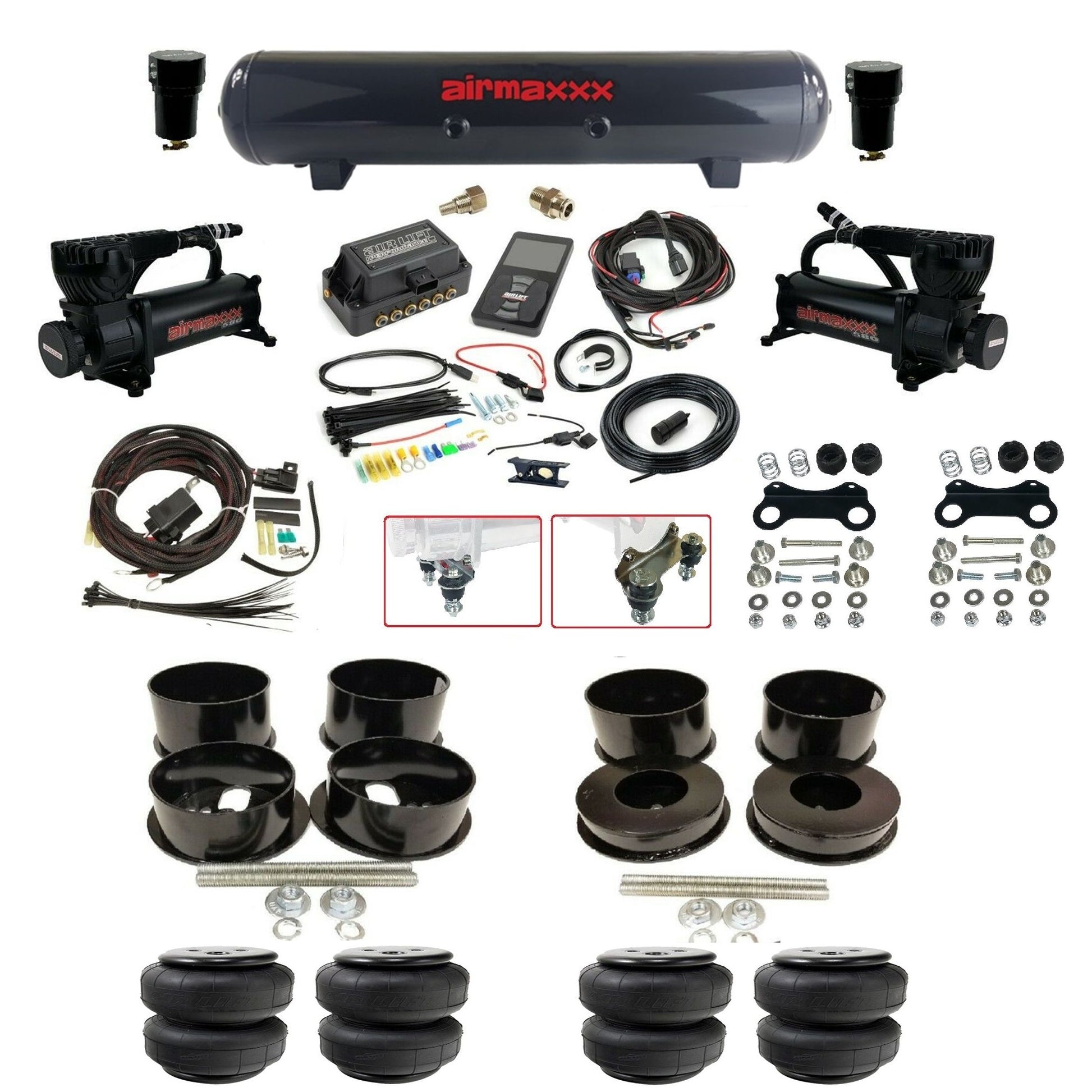 air lift 3p 27685 air ride kit dual 580 black compressors steel tank & airlift bags & brackets for 1971-96 gm b-body KBBDY-580B2-57S-27685-WK-3P2D25