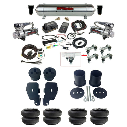 air lift 3p 27685 air ride kit dual 580 chrome compressors raw aluminum tank airlift bags & airmaxxx brackets for 1965-70 chevy impala KIMP65-580C2-57ARAW-27685-WK-3P2D25