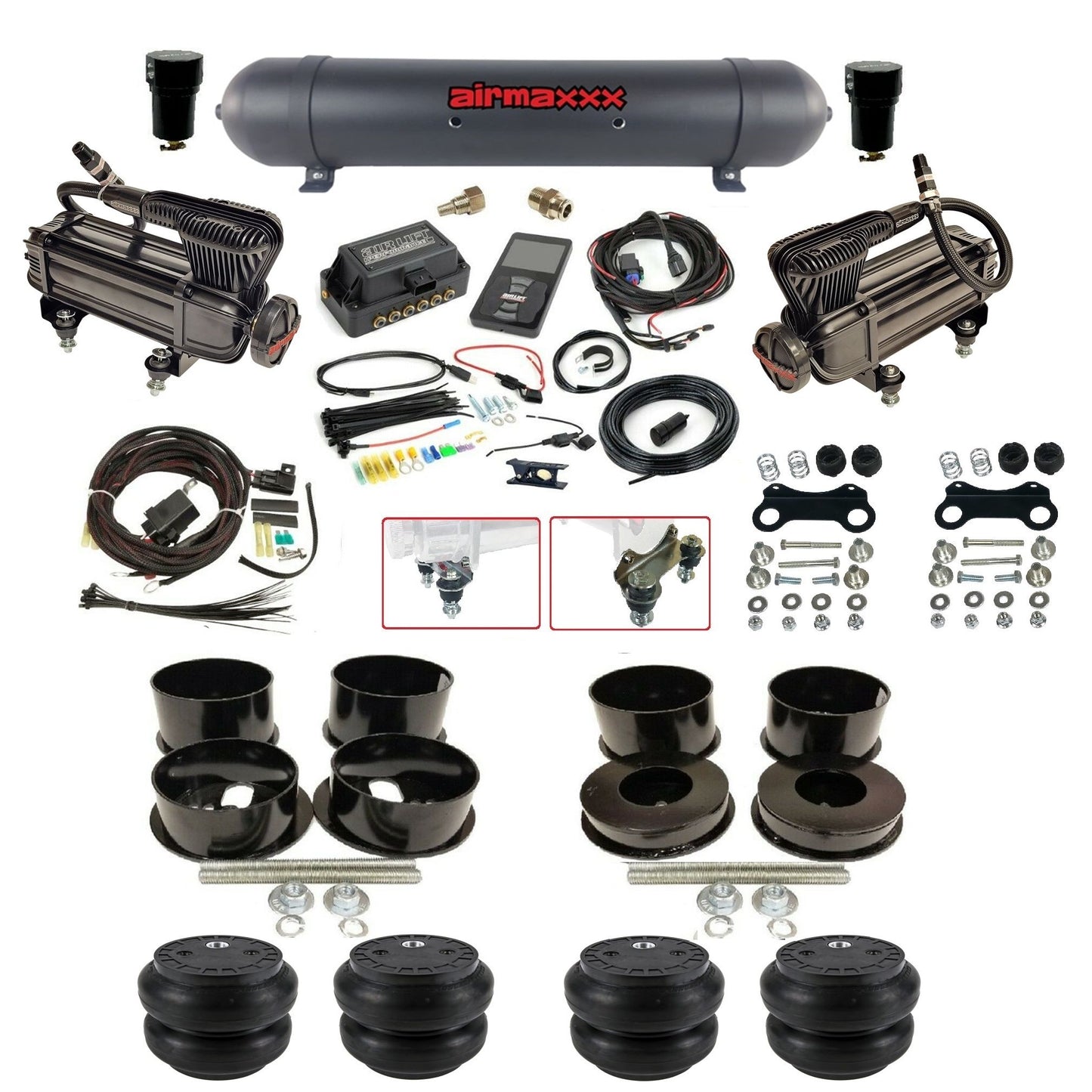 air lift 3p 27685 air ride kit dual X-series compressors aluminum tank & slam bags & brackets for 1971-96 gm b-body KBBDY-XB2-57ABK-27685-WK-3P2SS7