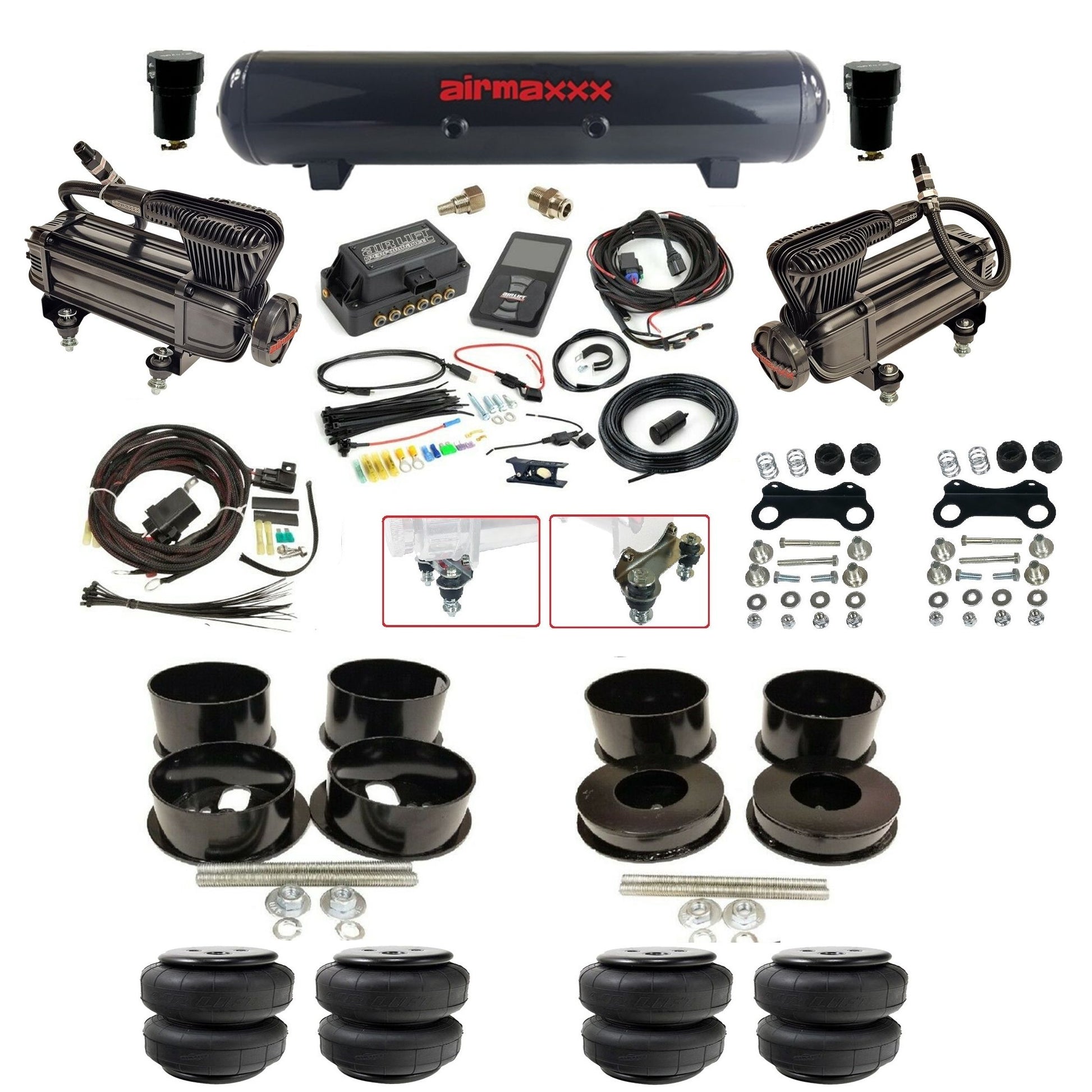 air lift 3p 27685 air ride kit dual X-series compressors steel tank & airlift bags & brackets for 1971-96 gm b-body KBBDY-XB2-57S-27685-WK-3P2D25