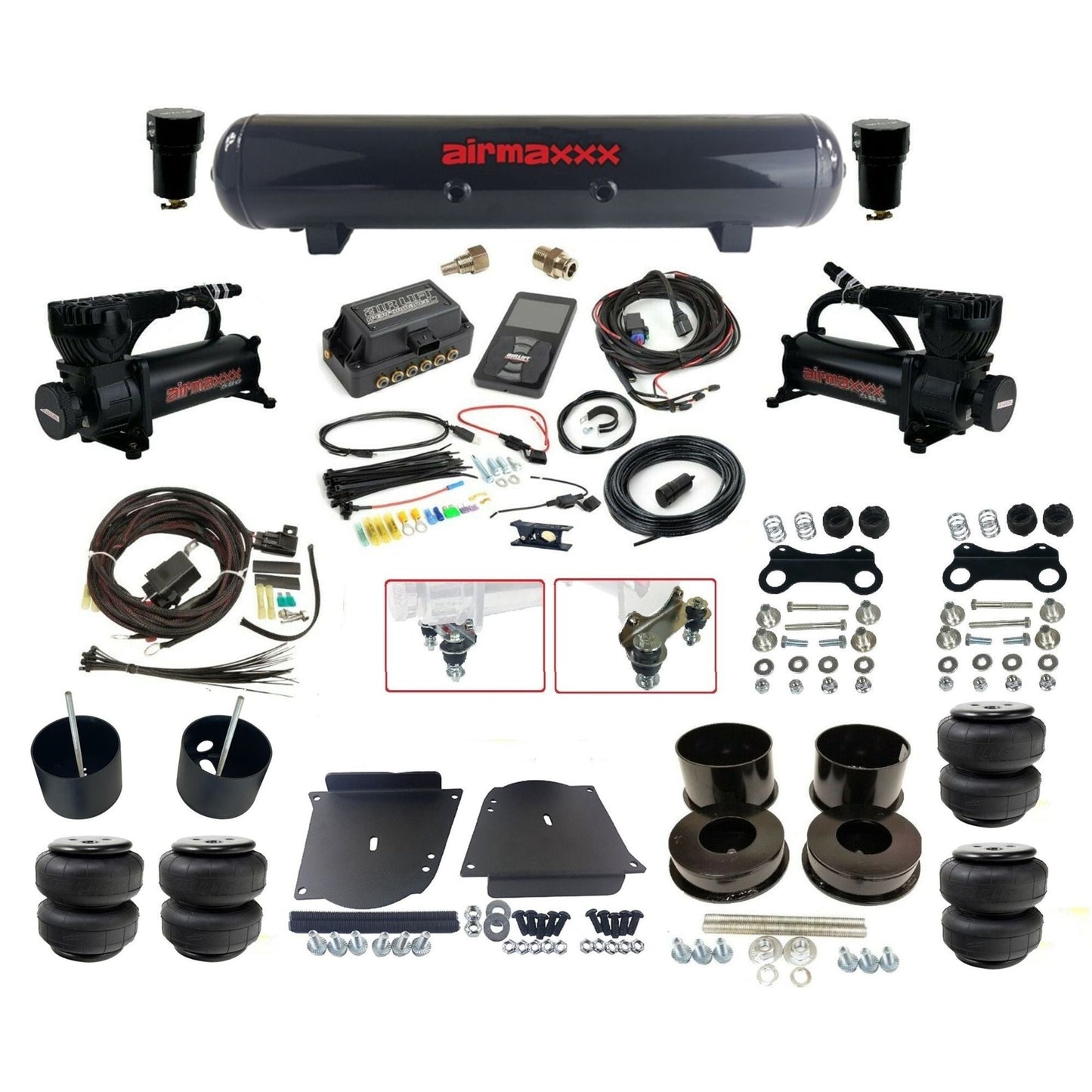 air lift 3p 27685 air ride kit dual black 580 compressors steel tank airlift bags & airmaxxx brackets for 1964-72 gm a-body KABDY-580B2-57S-27685-WK-3P2D25