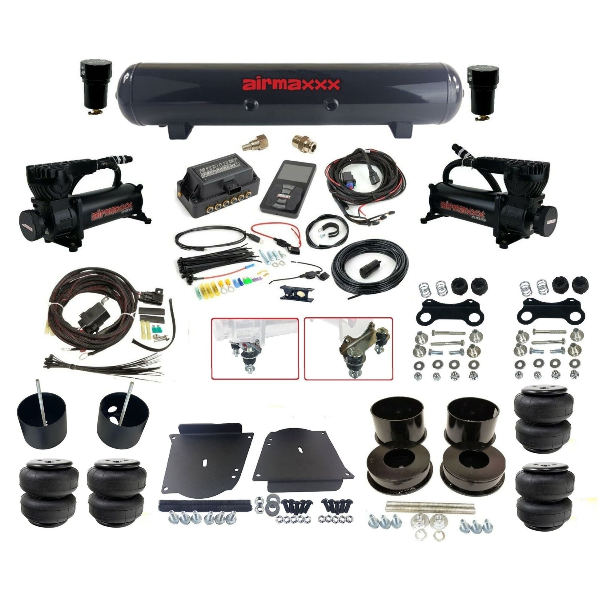air lift 3p 27685 air ride kit dual black 580 compressors steel tank airlift bags & airmaxxx brackets for 1964-72 gm a-body KABDY-580B2-57S-27685-WK-3P2D25