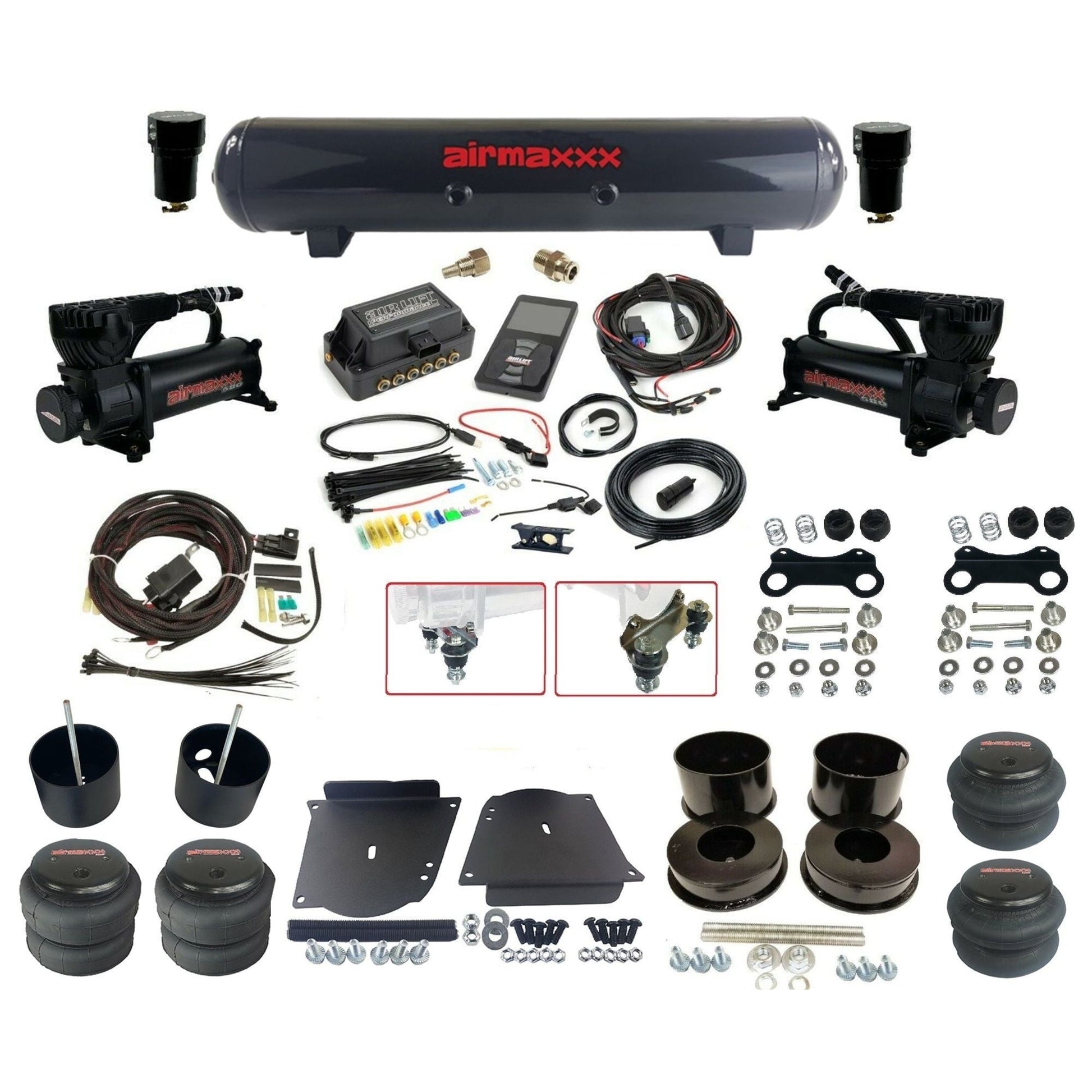 air lift 3p 27685 air ride kit dual black 580 compressors steel tank bags & airmaxxx brackets for 1964-72 gm a-body KABDY-580B2-57S-27685-WK-3P2