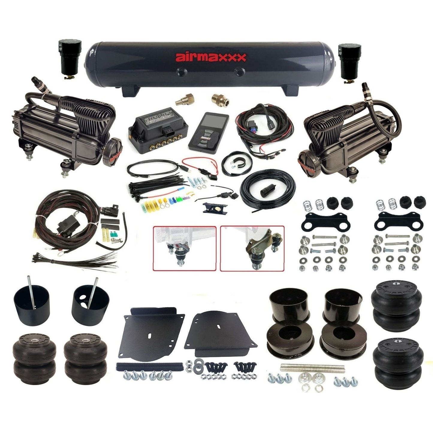air lift 3p 27685 air ride kit dual x-series compressors steel tank slam bags & airmaxxx brackets for 1964-72 gm a-body KABDY-XB2-57S-27685-WK-3P2SS6SS7