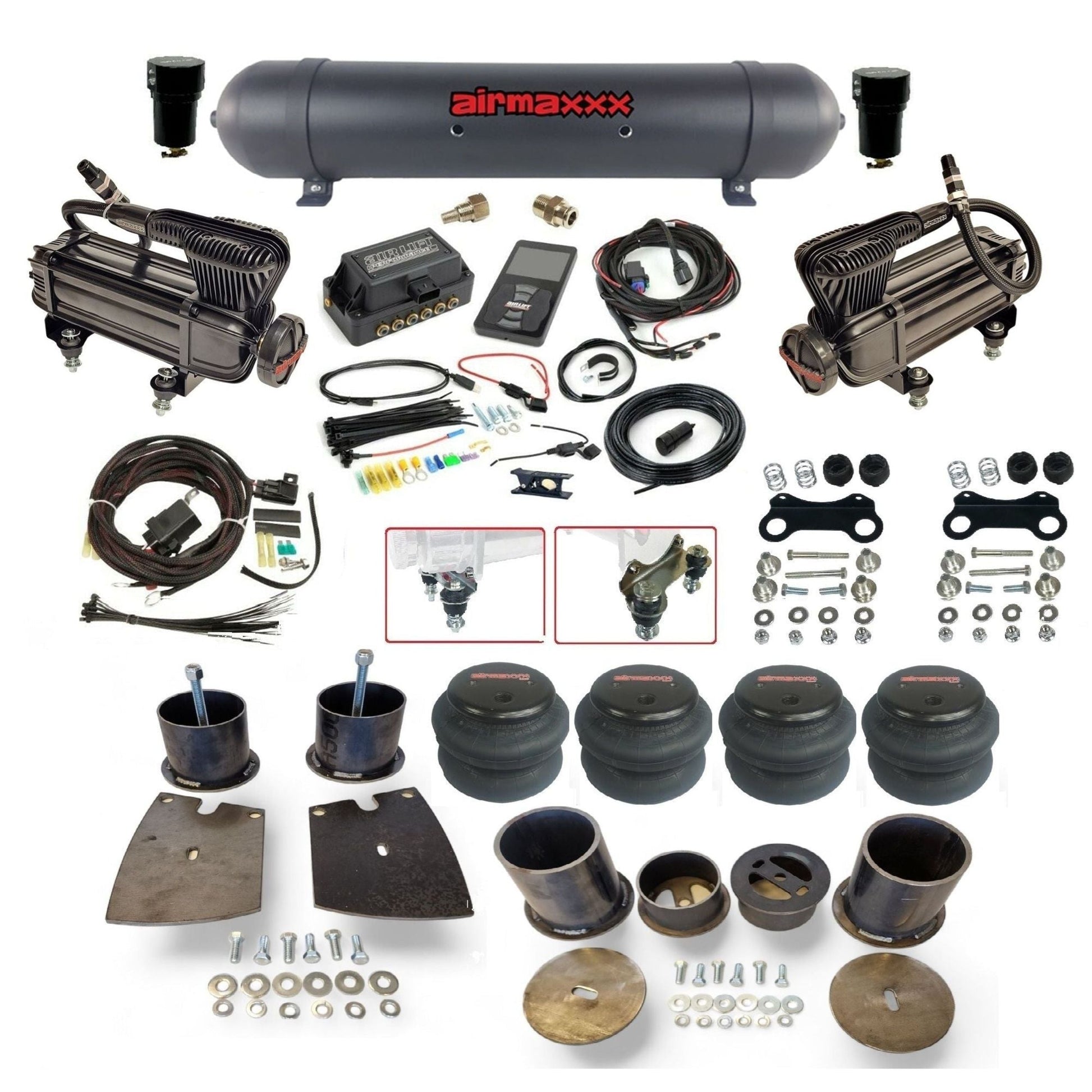 air lift 3p 27685 air ride kit w/x-series compressors black aluminum tank & 2600 bags fits 1961-64 buick riviera KBUI61-XB2-57ABK-27685-WK-3P2