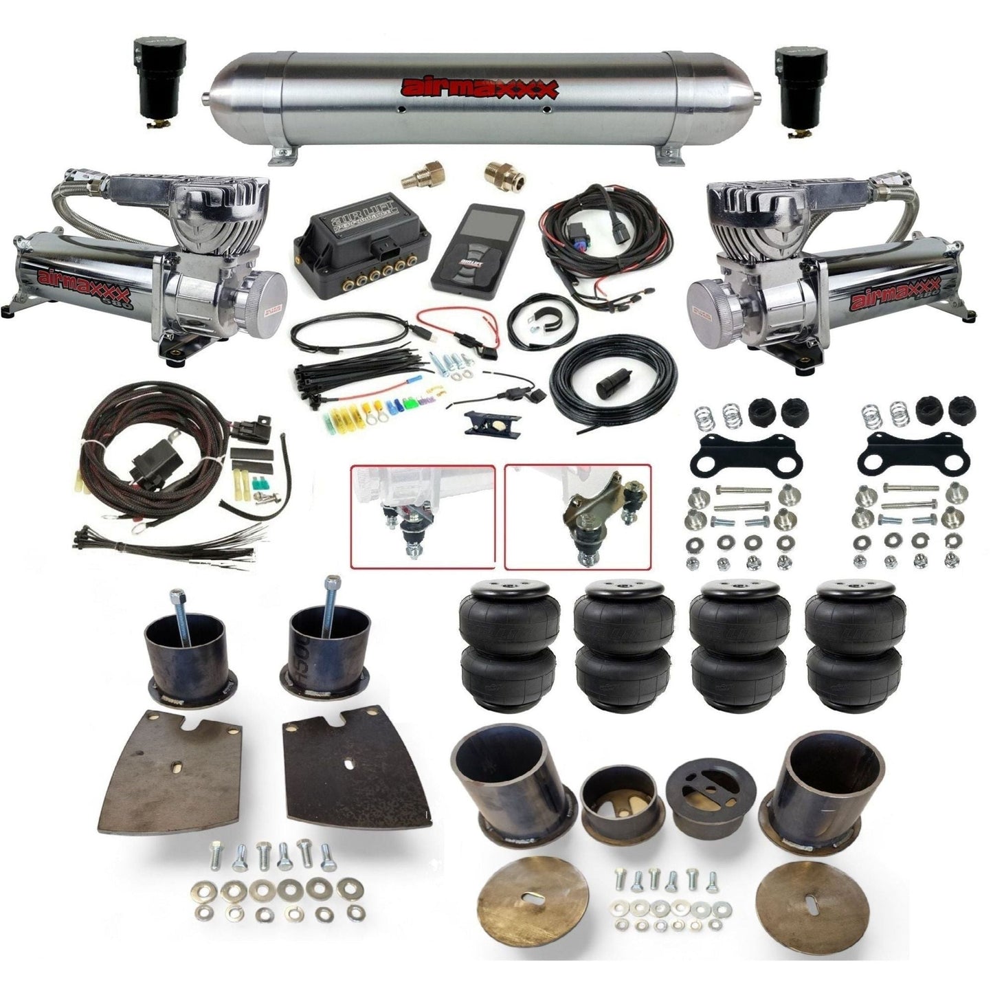 air lift 3p 27685 air ride kit with chrome 580 compressors raw aluminum tank & Air Lift bags fits 1961-64 buick KBUI61-580C2-57ARW-27685-WK-3P2D25