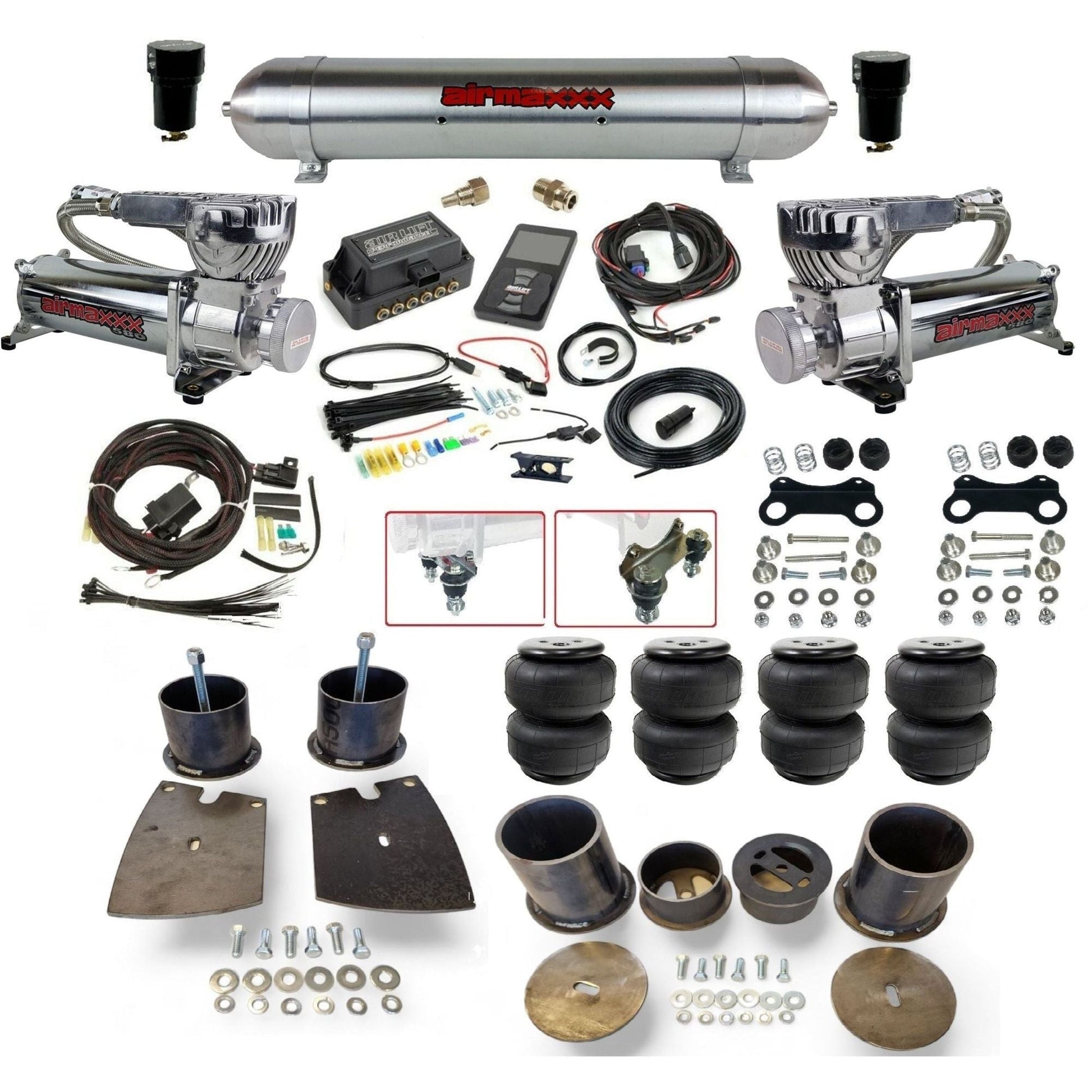 air lift 3p 27685 air ride kit with chrome 580 compressors raw aluminum tank & Air Lift bags fits 1961-64 buick KBUI61-580C2-57ARW-27685-WK-3P2D25