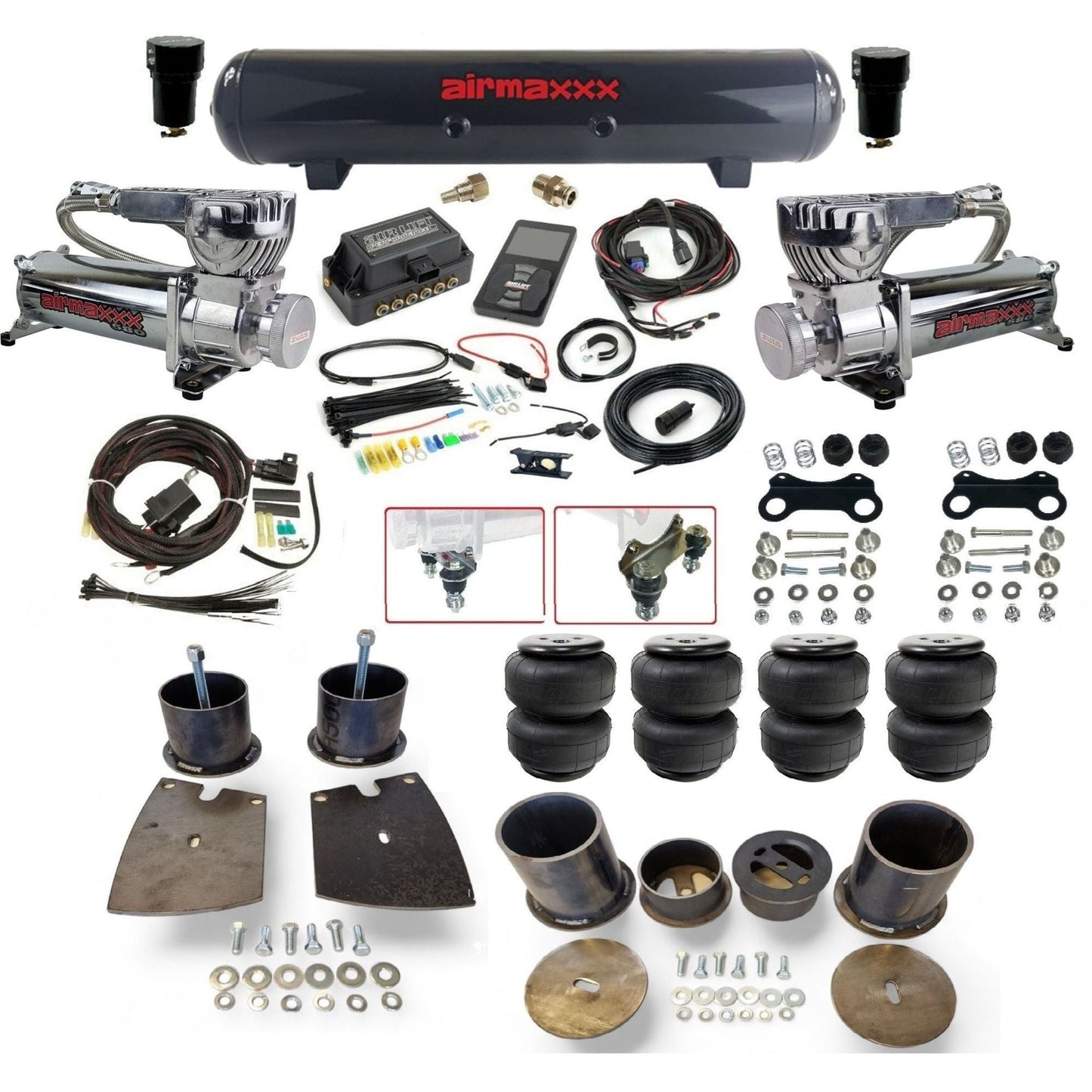 air lift 3p 27685 air ride kit with chrome 580 compressors steel tank & Airlift bags fits 1961-64 buick KBUI61-580C2-57S-27685-WK-3P2D25