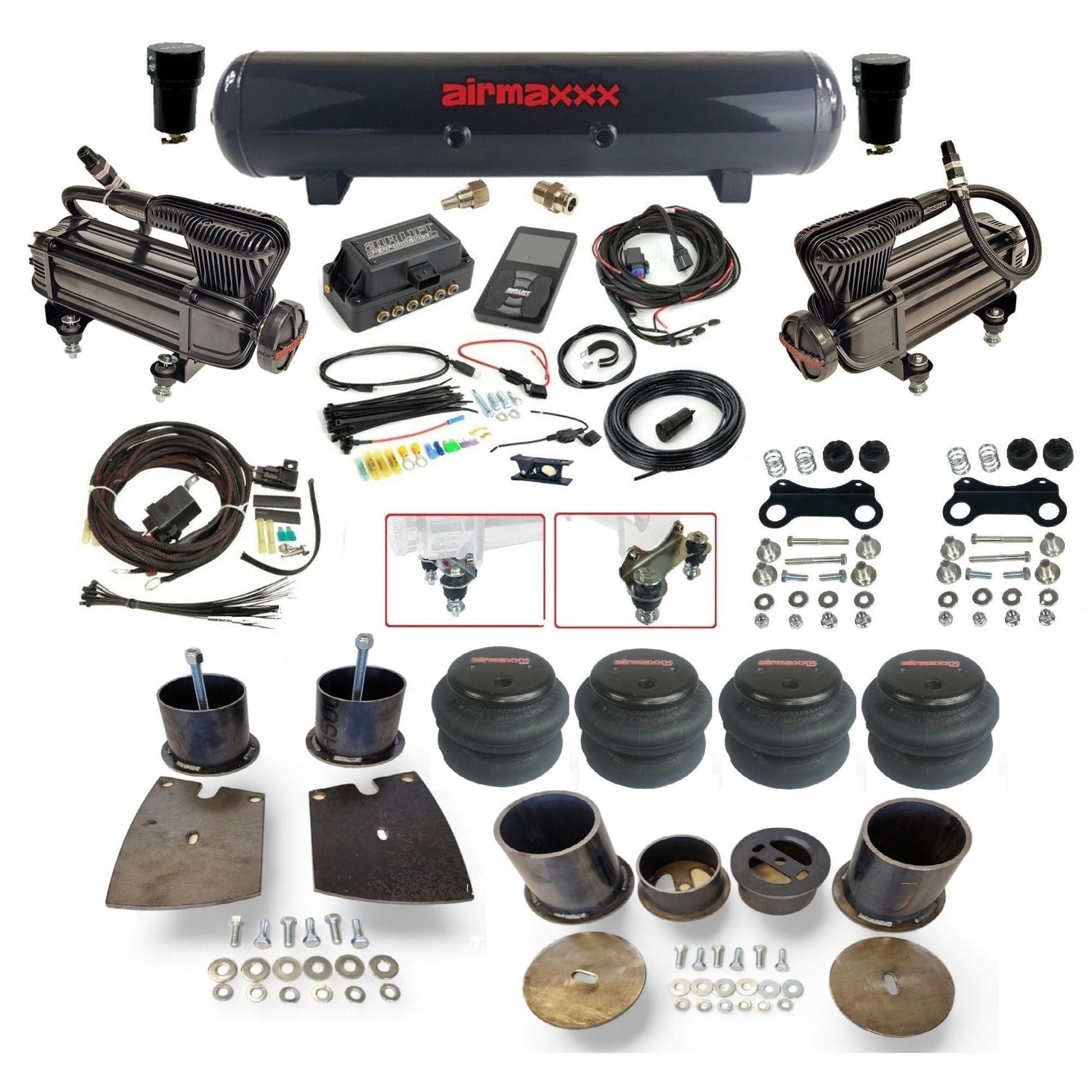 air lift 3p 27685 air ride kit with x-series  compressors steel tank & 2600 bags fits 1961-64 buick KBUI61-XB2-57S-27685-WK-3P2