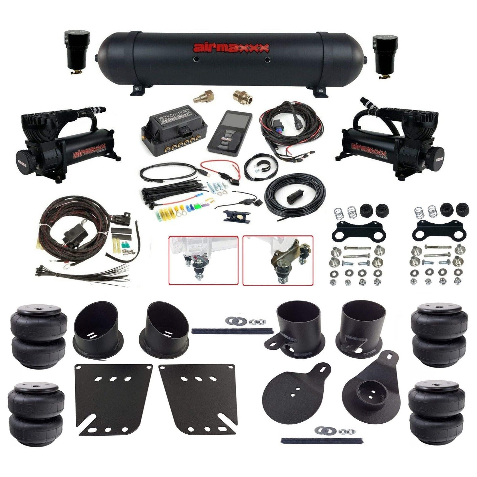 air lift 3p 27685 dual 580 black compressors aluminum tank airlift bags & airmaxxx brackets air ride kit for 1958-64 chevy impala KIMP58-580B2-57ABK-27685-WK-3P2-D25