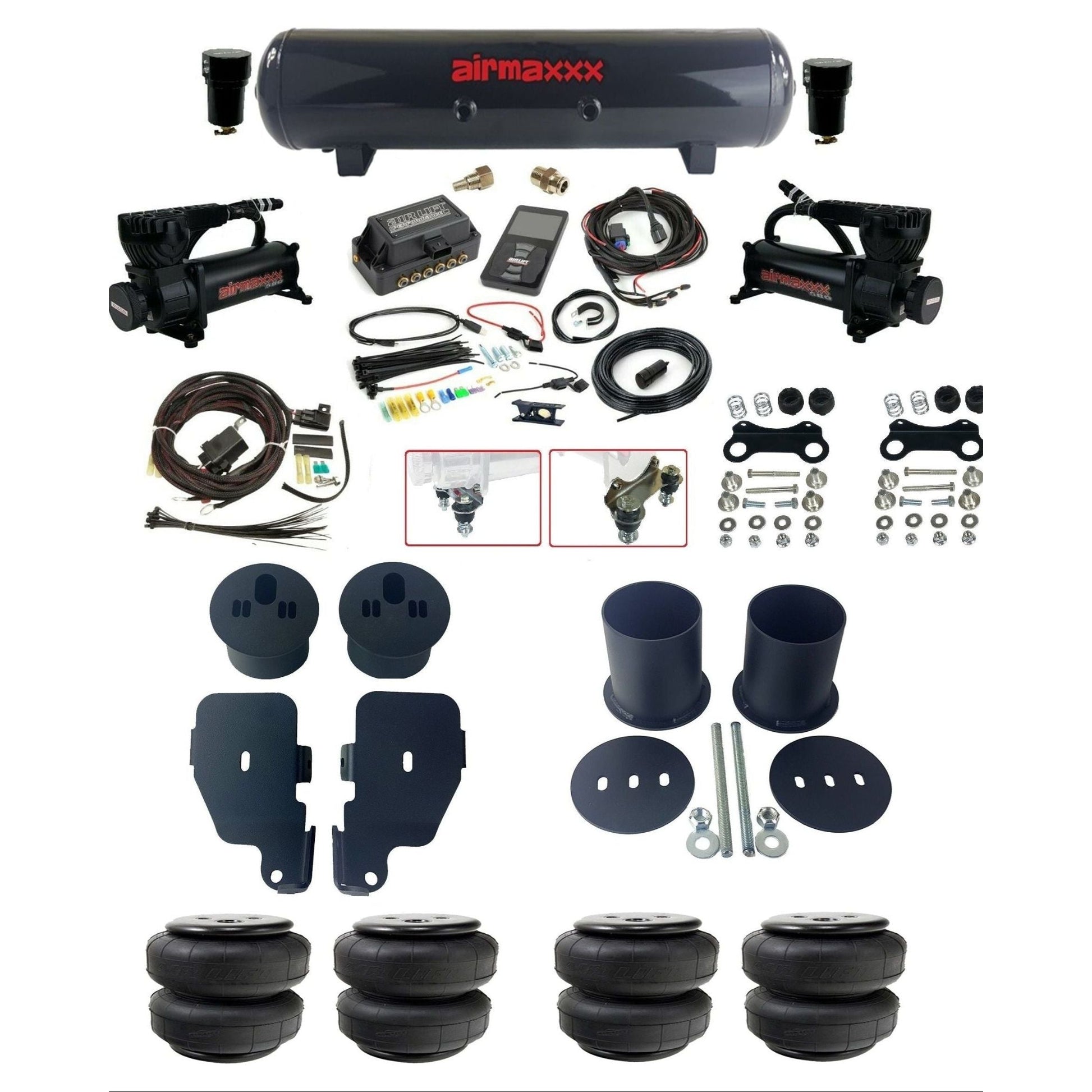 air lift 3p 27685 dual 580 black compressors steel tank airlift bags & airmaxxx brackets air ride kit for 1965-70 chevy impala KIMP65-580B2-57S-27685-WK-3P2D25