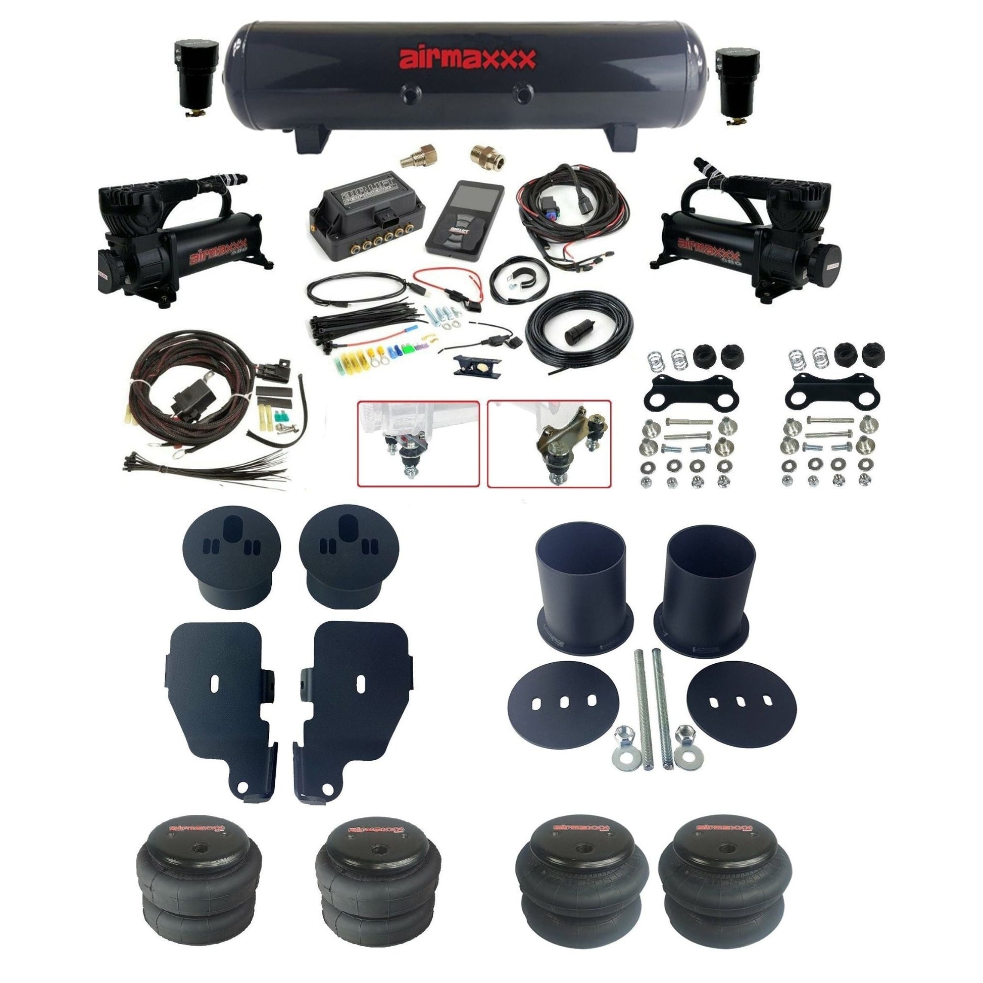 air lift 3p 27685 dual 580 black compressors steel tank bags & airmaxxx brackets air ride kit for 1965-70 chevy impala KIMP65-580B2-57S-27685-WK-3P2