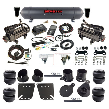 air lift 3p 27685 dual X-series compressors aluminum tank airlift bags & airmaxxx brackets air ride kit for 1958-64 chevy impala KIMP58-XB2-57ABK-27685-WK-3P2.D25